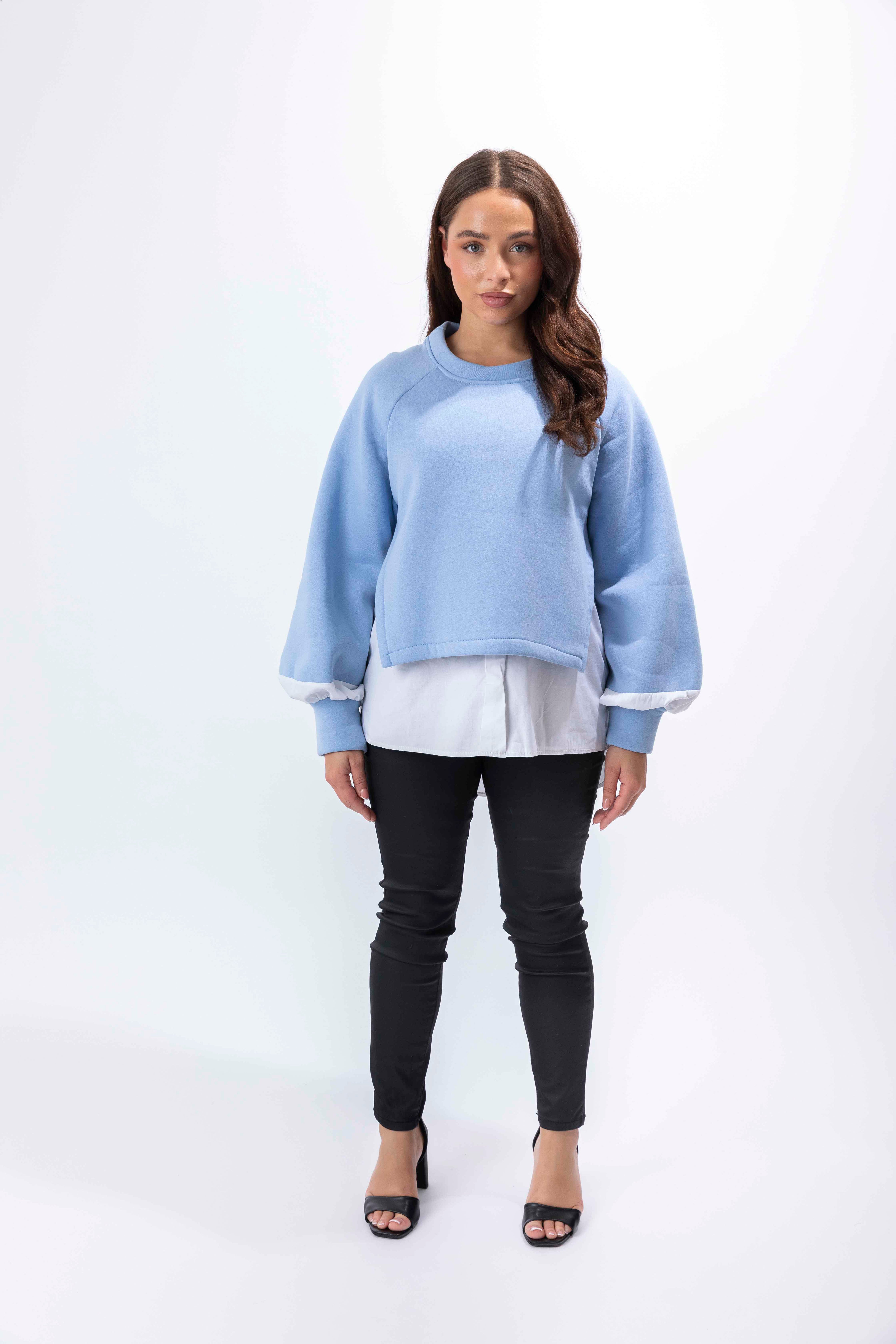 Dipped Shirt Hem Scoopneck Sweatshirt