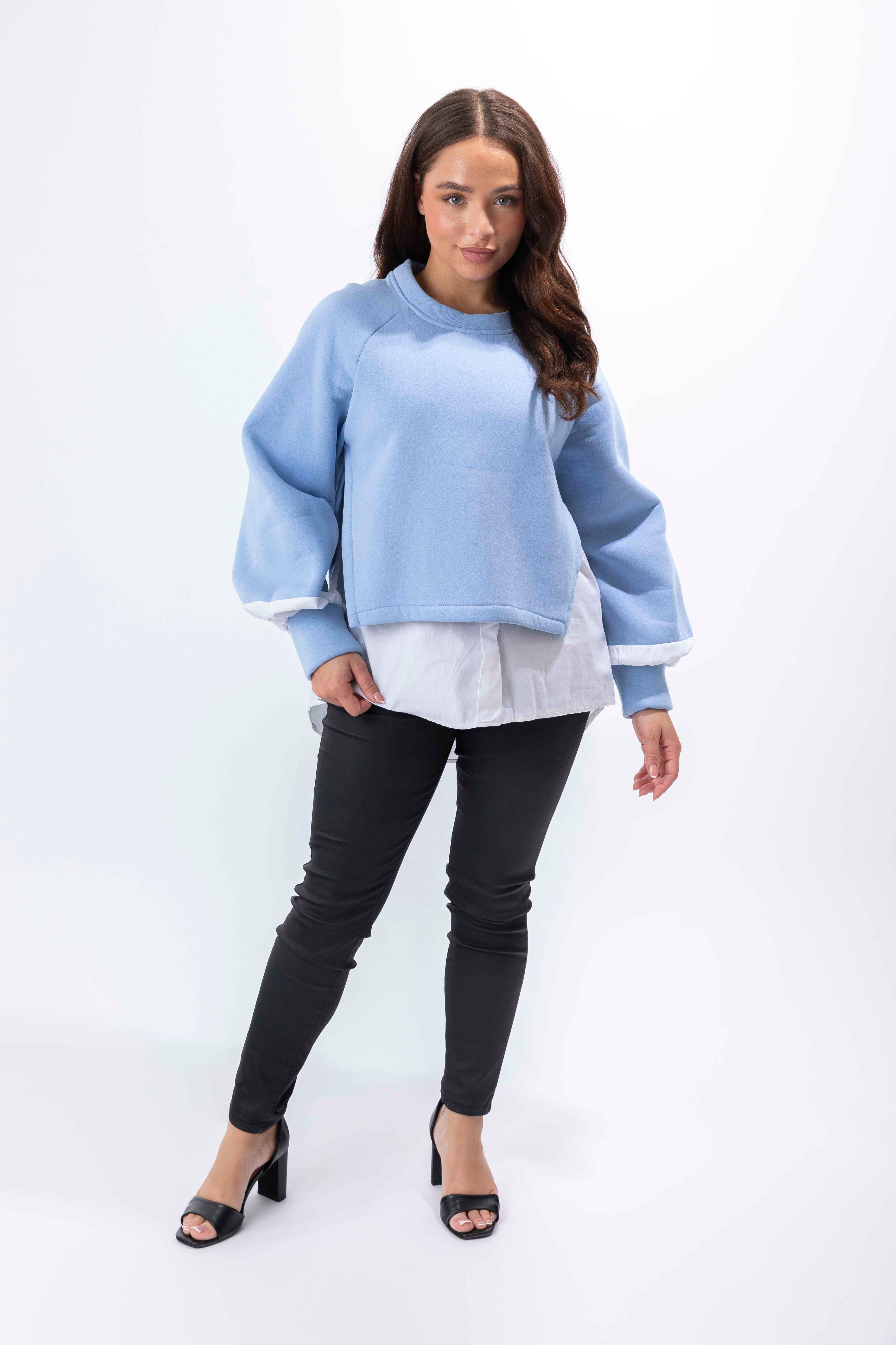 Dipped Shirt Hem Scoopneck Sweatshirt