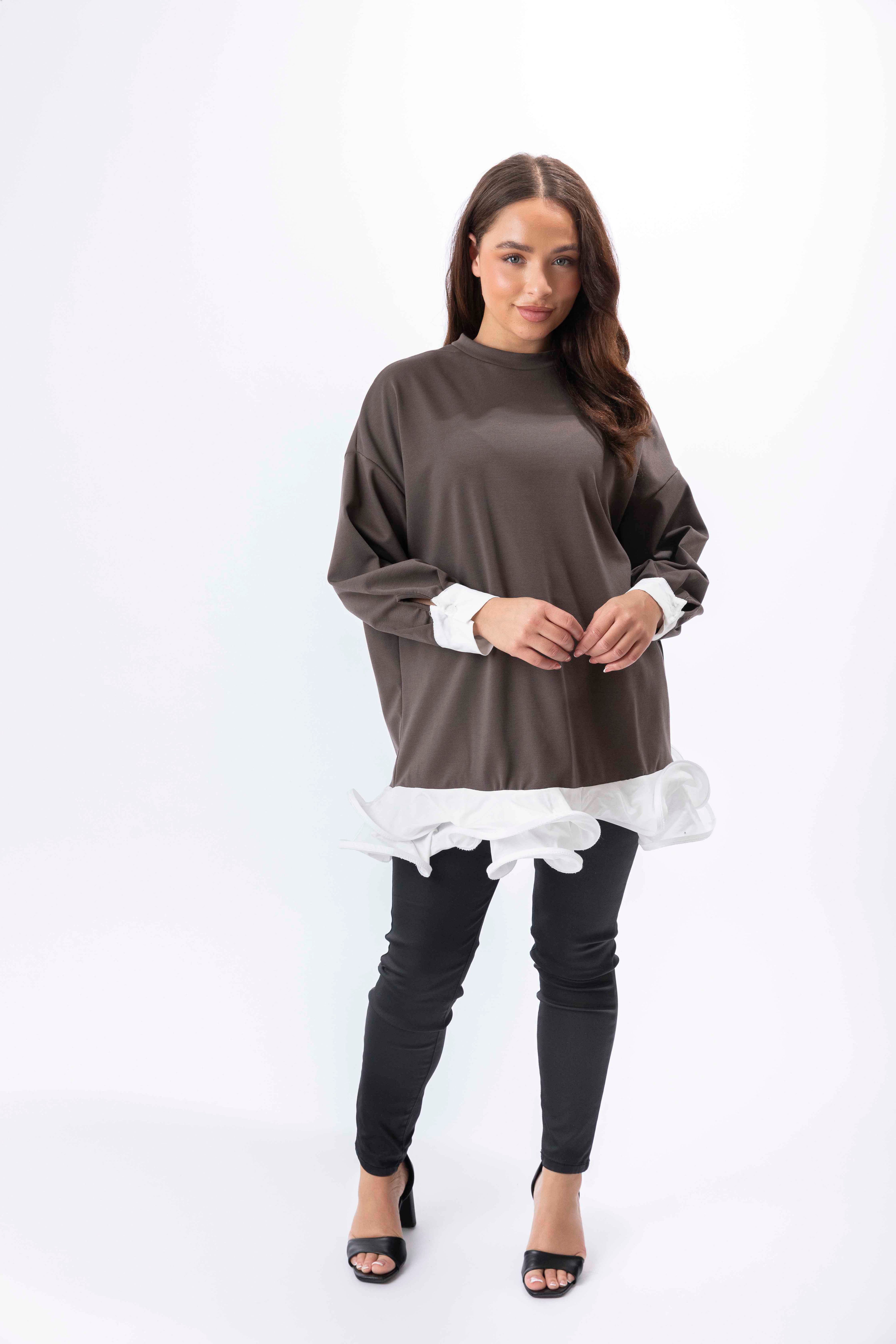 Frilled Hem Sweatshirt Dress