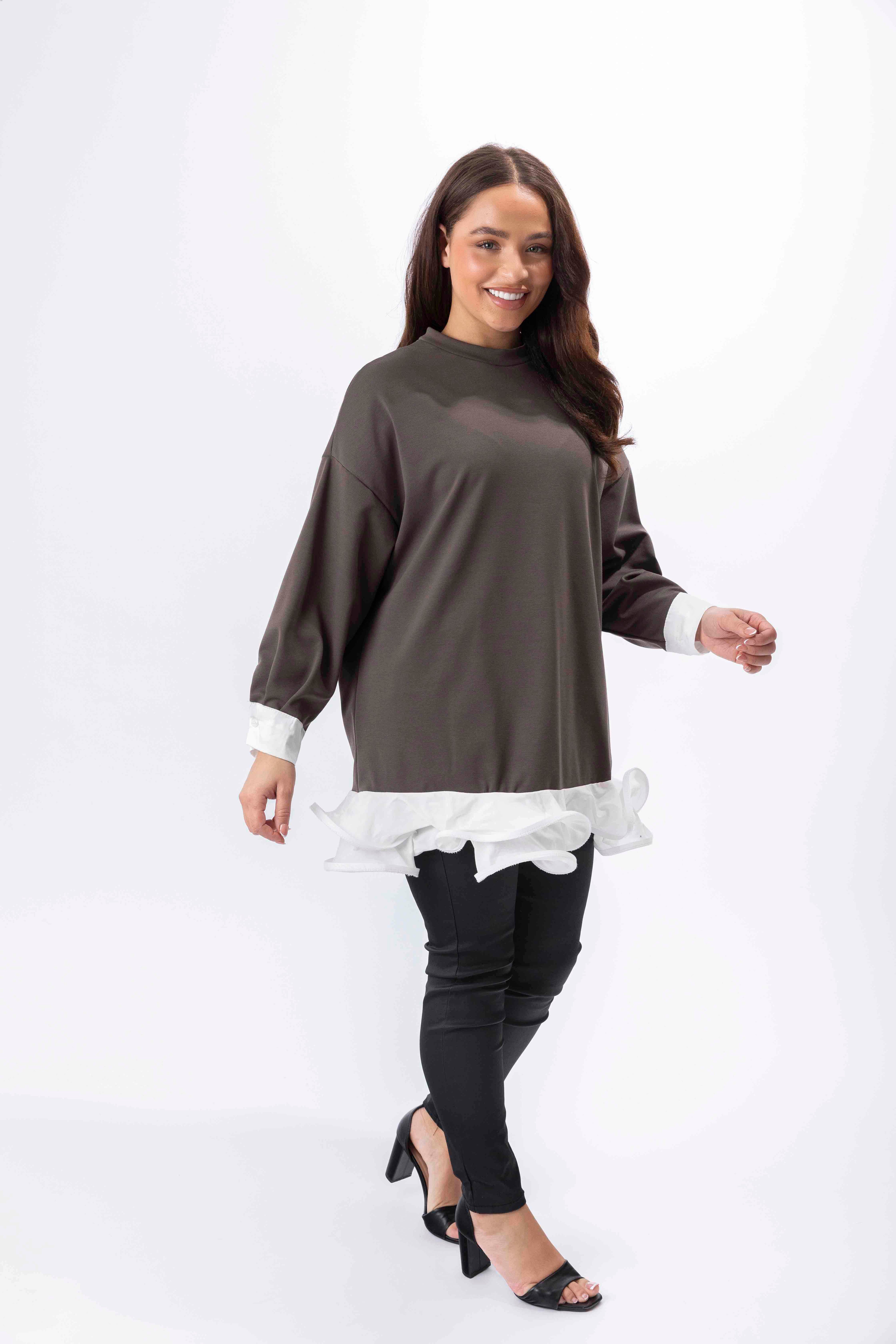 Frilled Hem Sweatshirt Dress