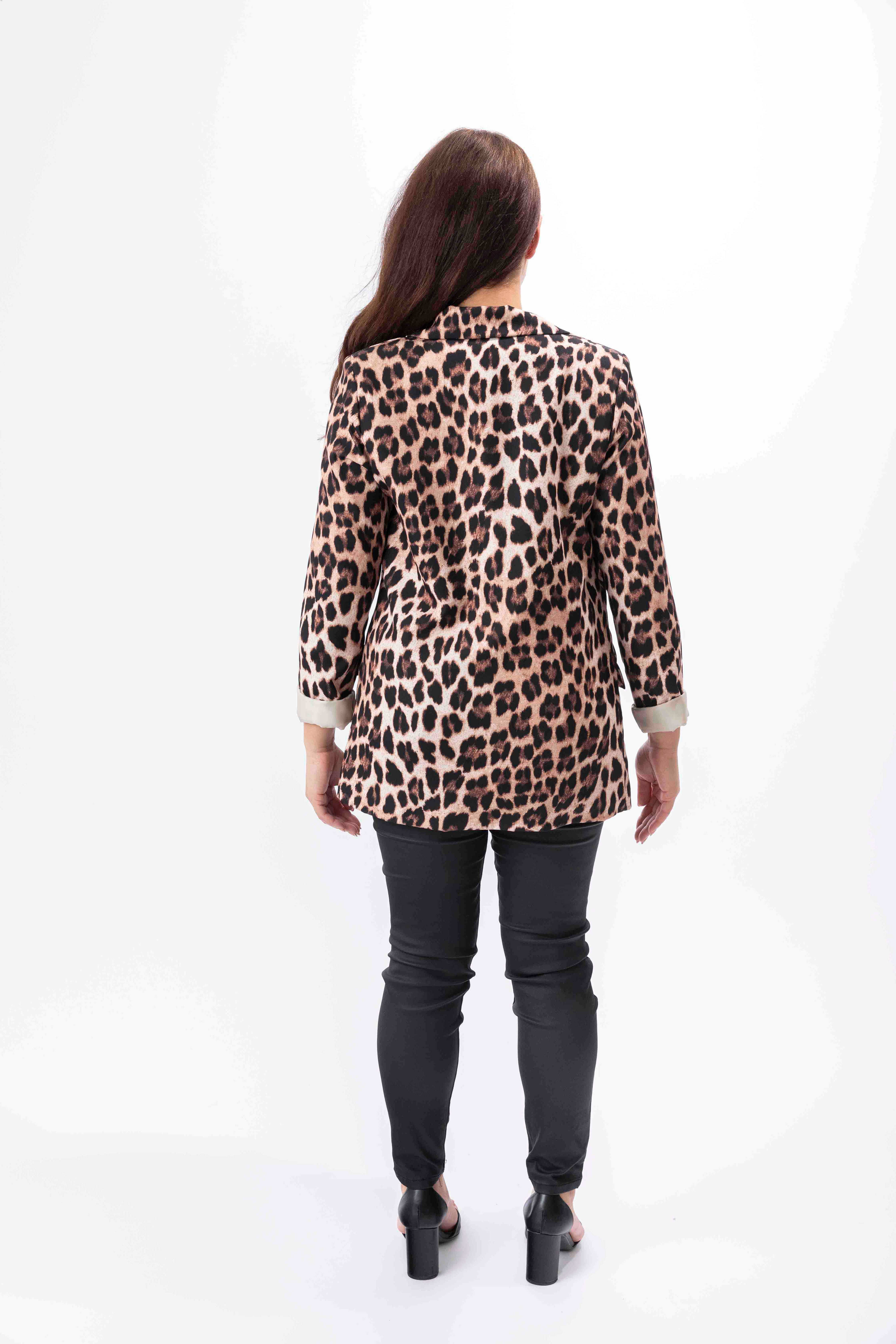 Single Breasted Relaxed Fit Leopard Print Blazer