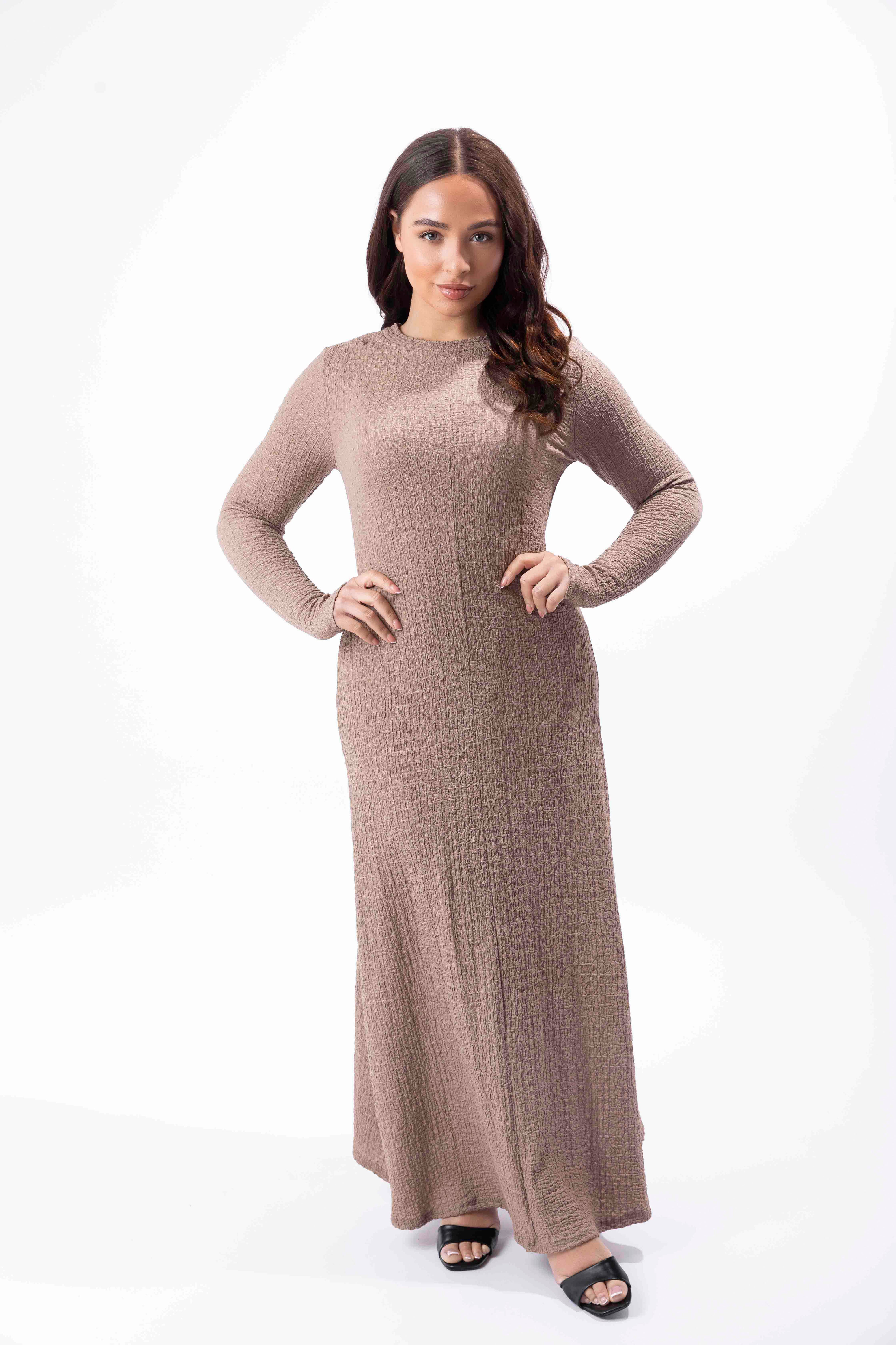 Wholesale Women's Textured Cut Out Back A-Line Stretchy Maxi Dress (PACK OF 6)