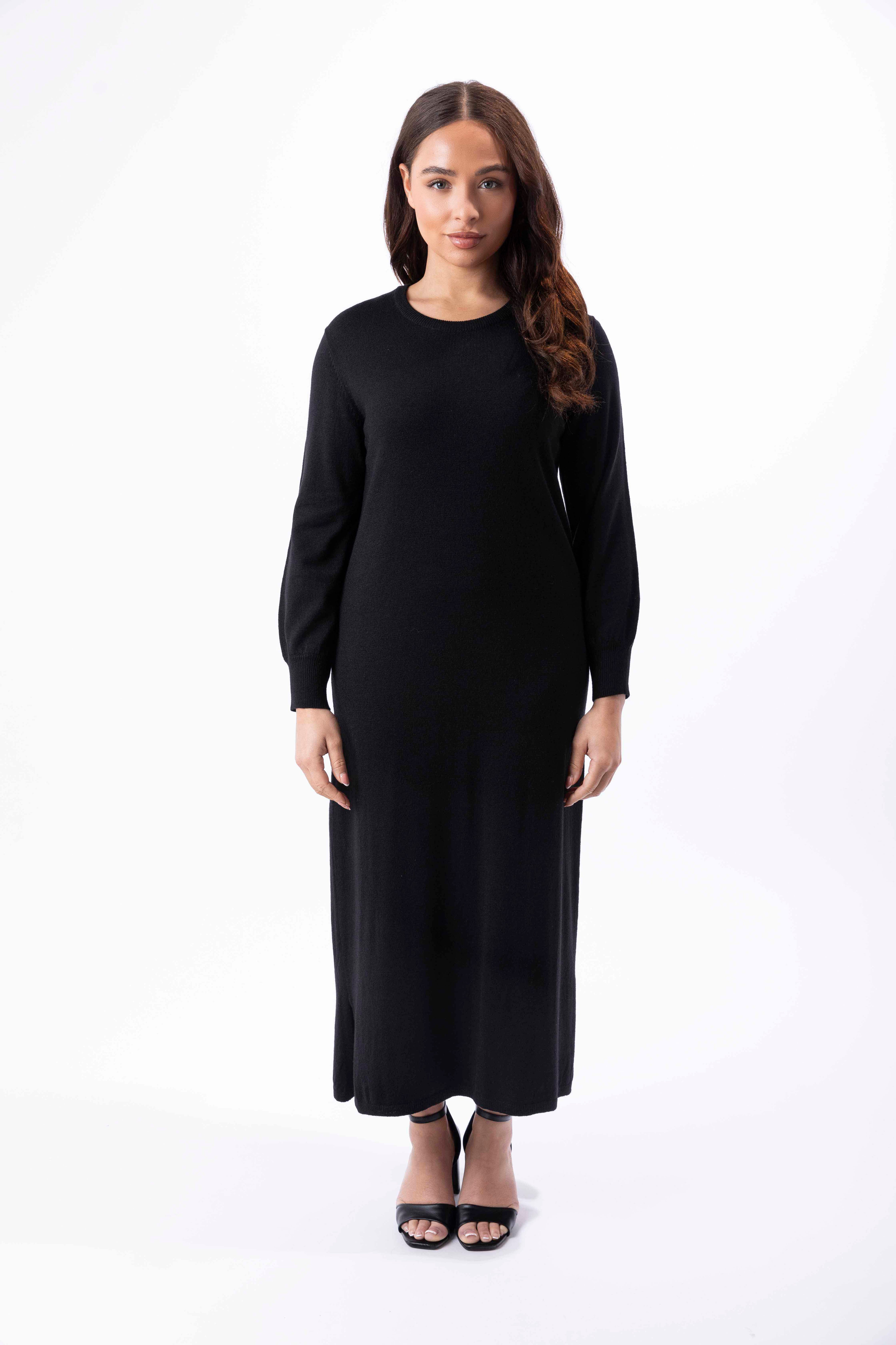 Straight Cut Flat Knit Long Jumper Dress