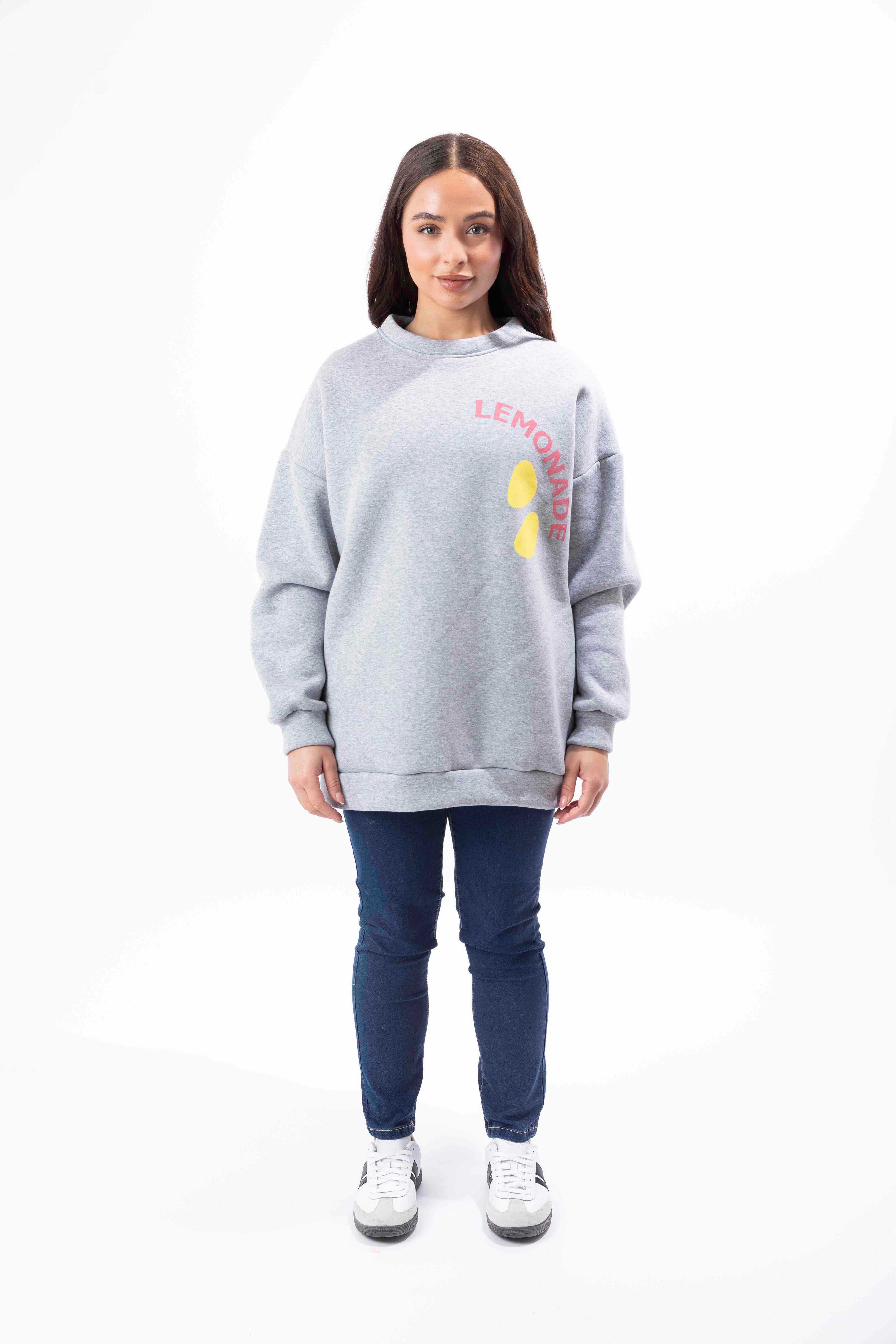 Fleeced Longline Printed Cotton Sweatshirt