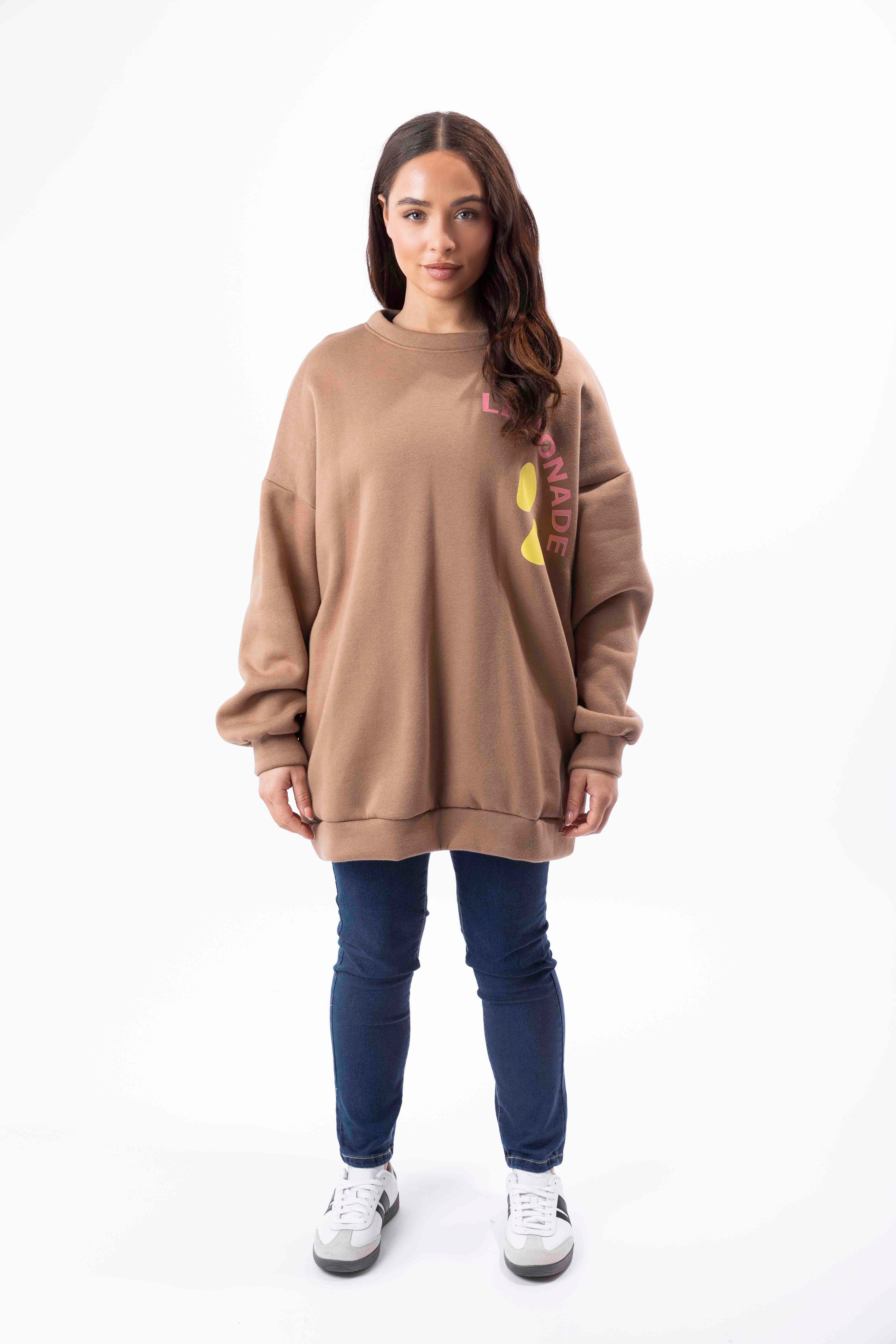 Fleeced Longline Printed Cotton Sweatshirt