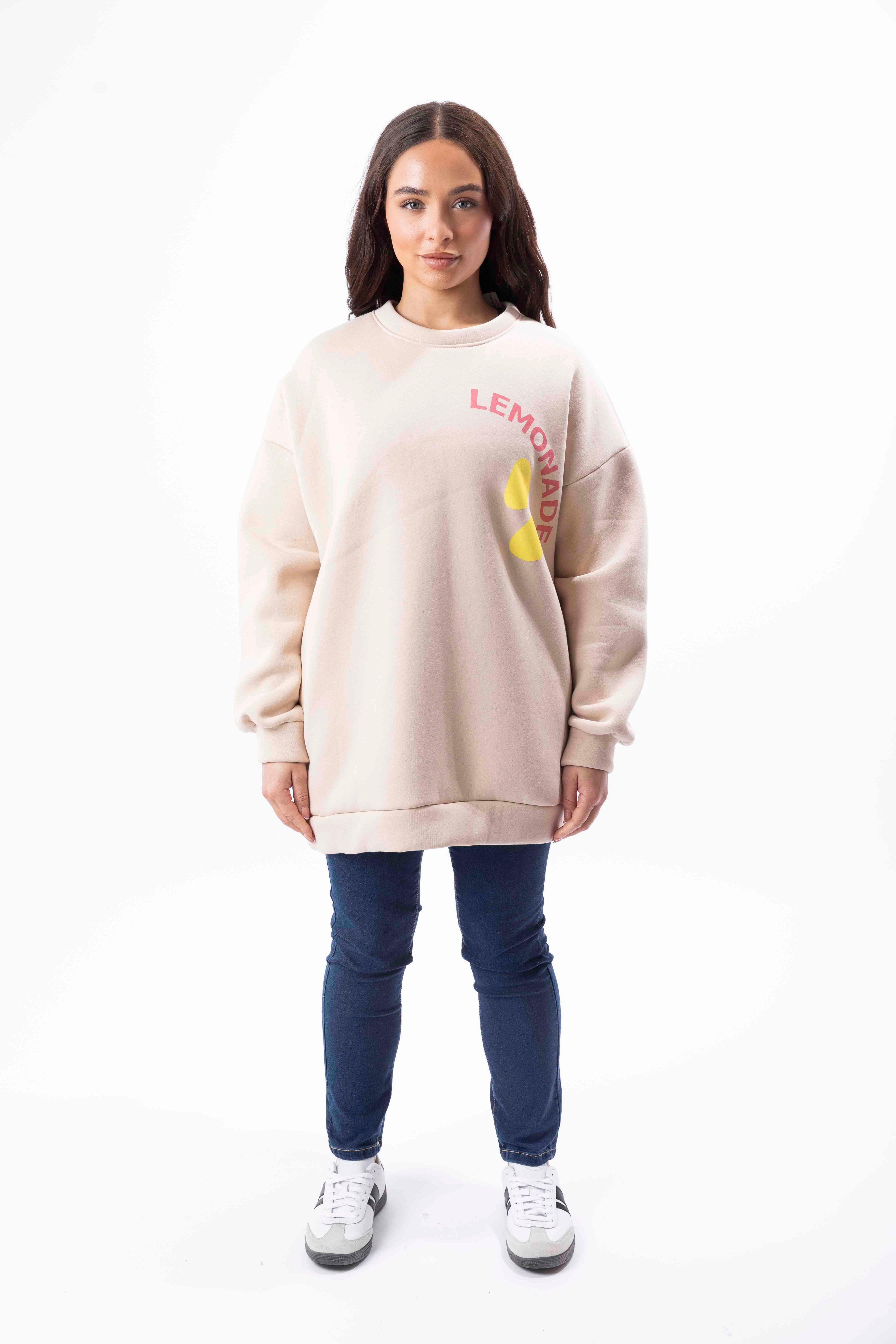 Fleeced Longline Printed Cotton Sweatshirt