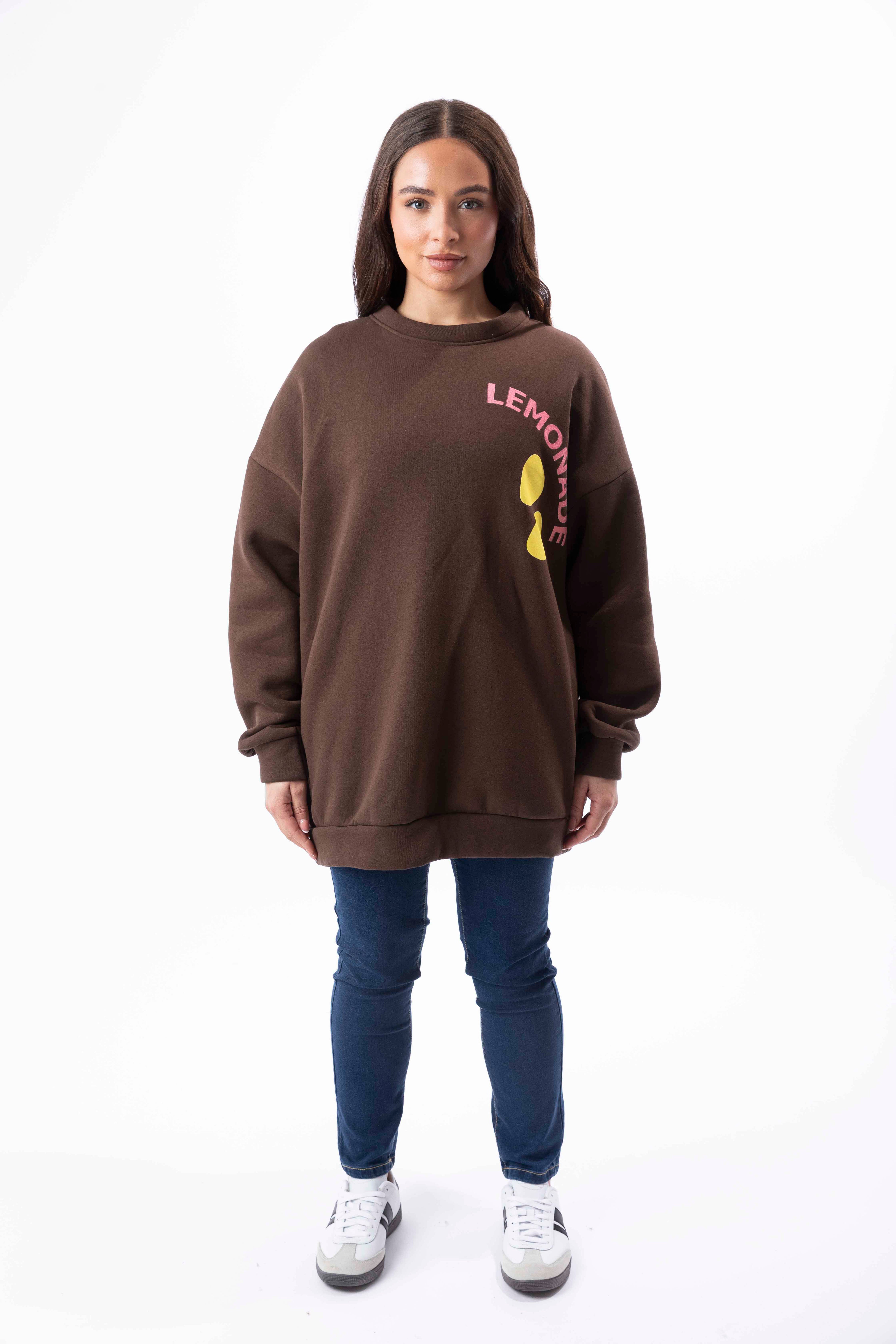 Fleeced Longline Printed Cotton Sweatshirt