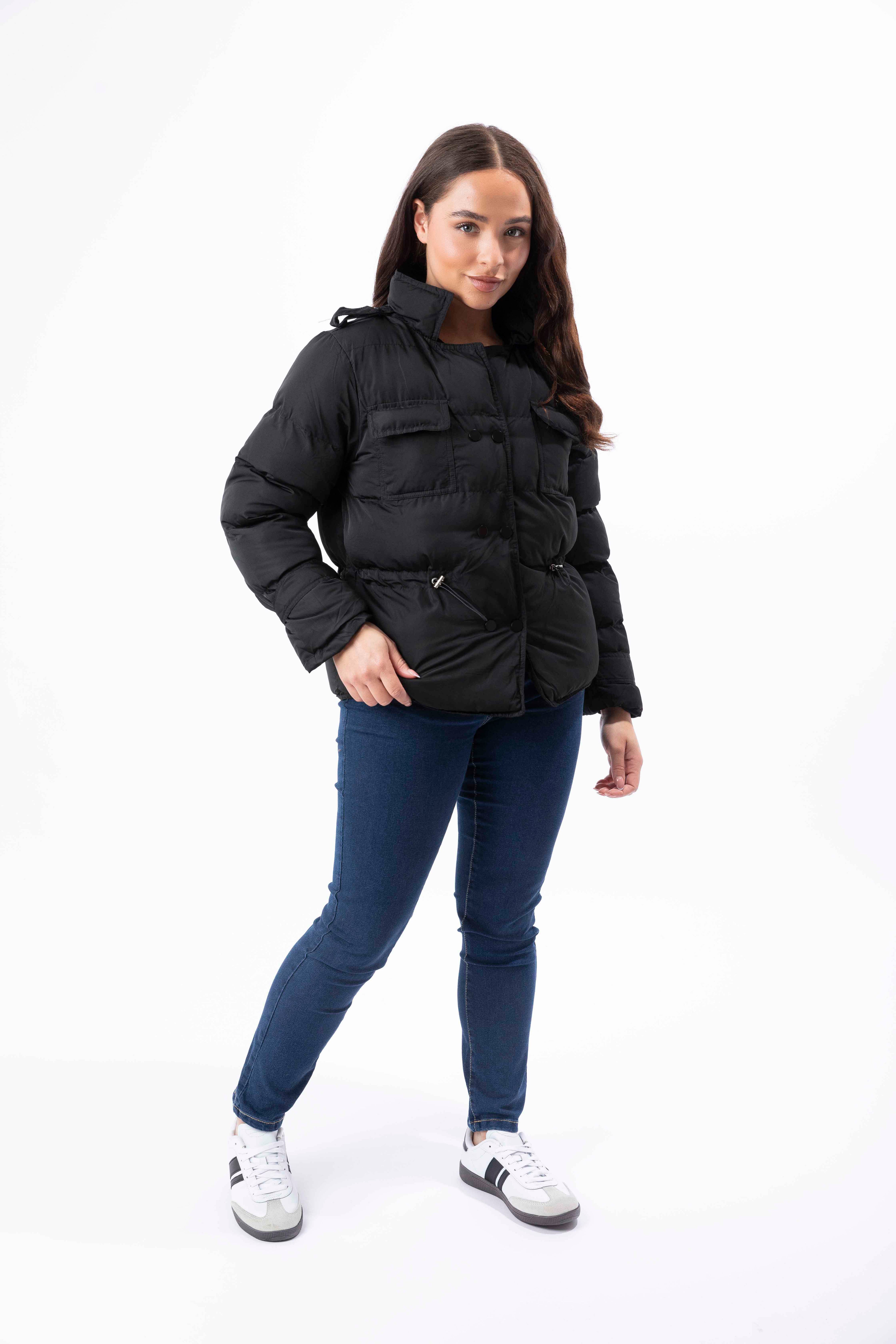 Lightly Padded Drawstring Spring Jacket