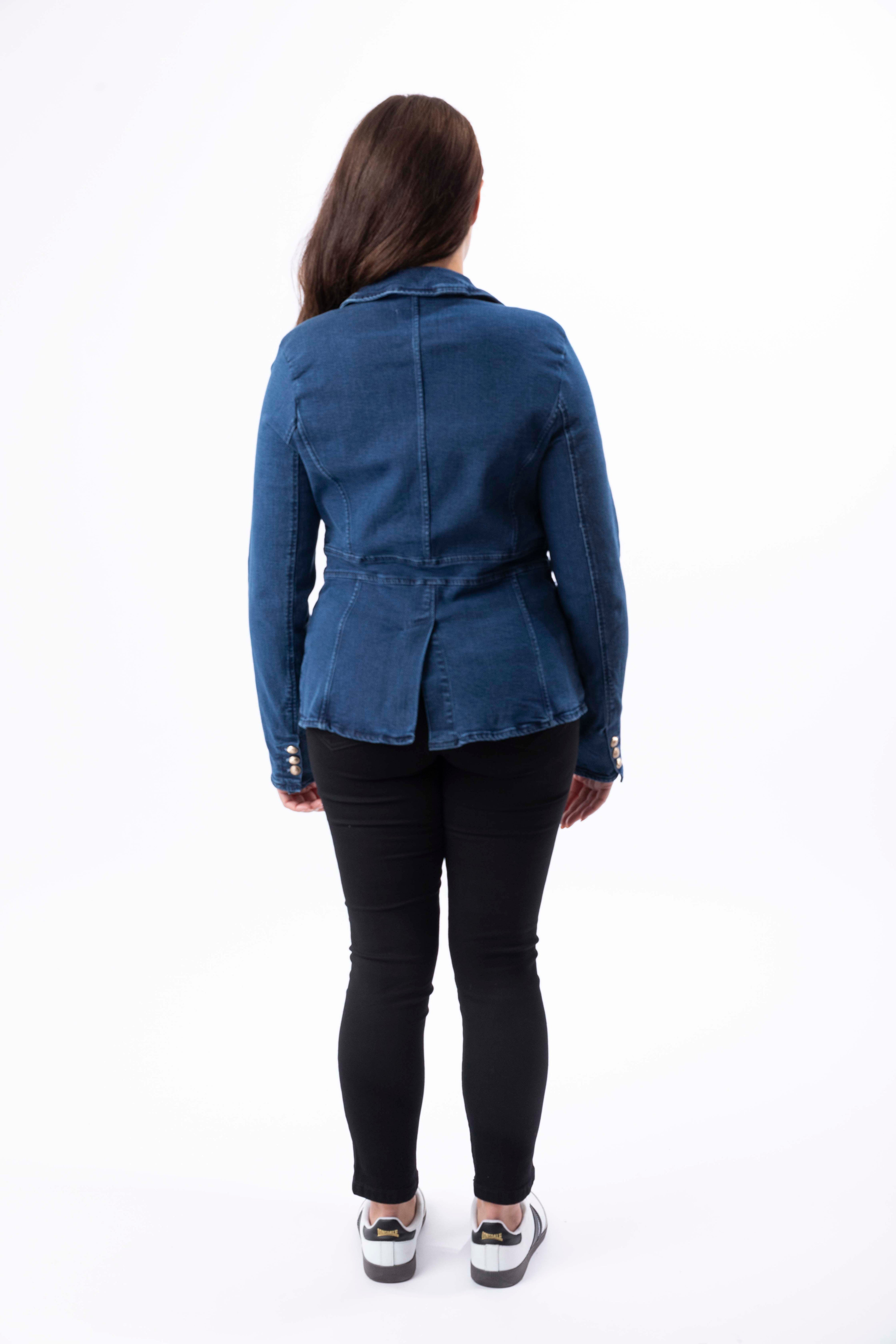 Military Style Blue Denim Jacket