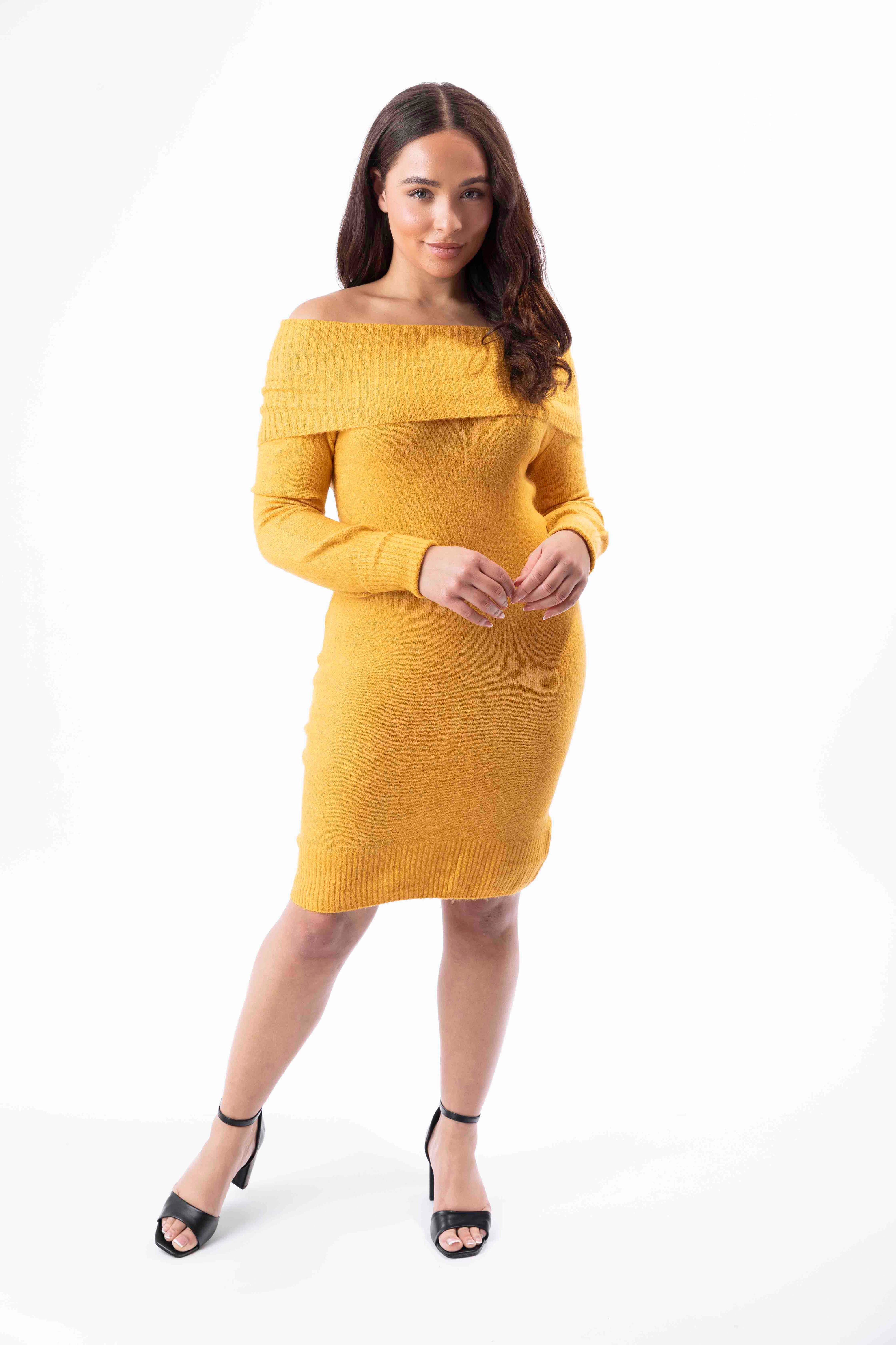 Stretchy Knitted Bardot Dress