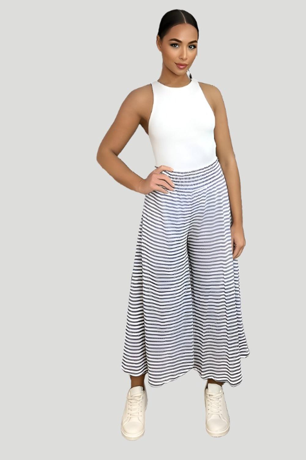 High waisted clearance striped palazzo pants