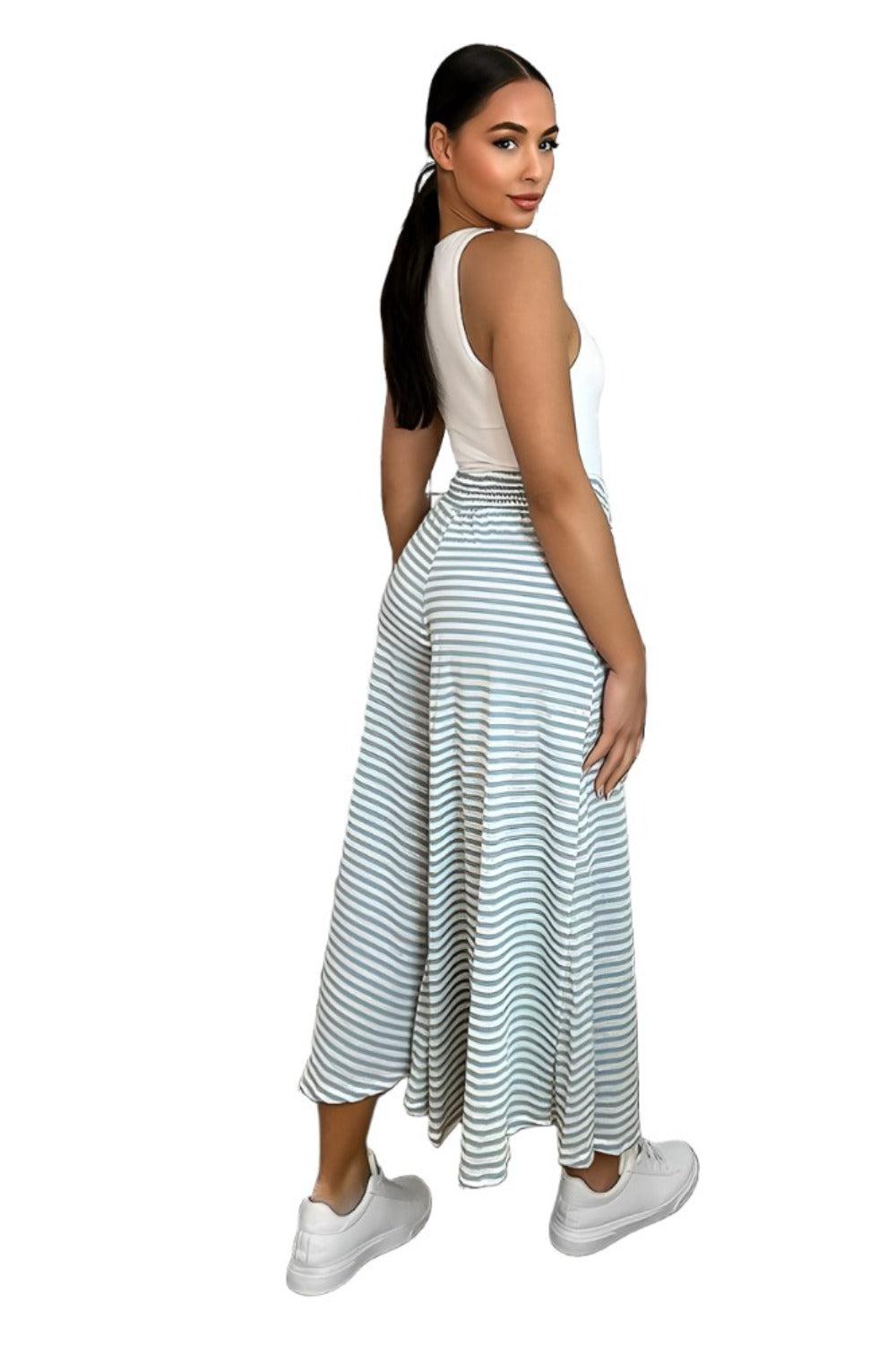 High Waist Stripy Palazzo Trousers-SinglePrice