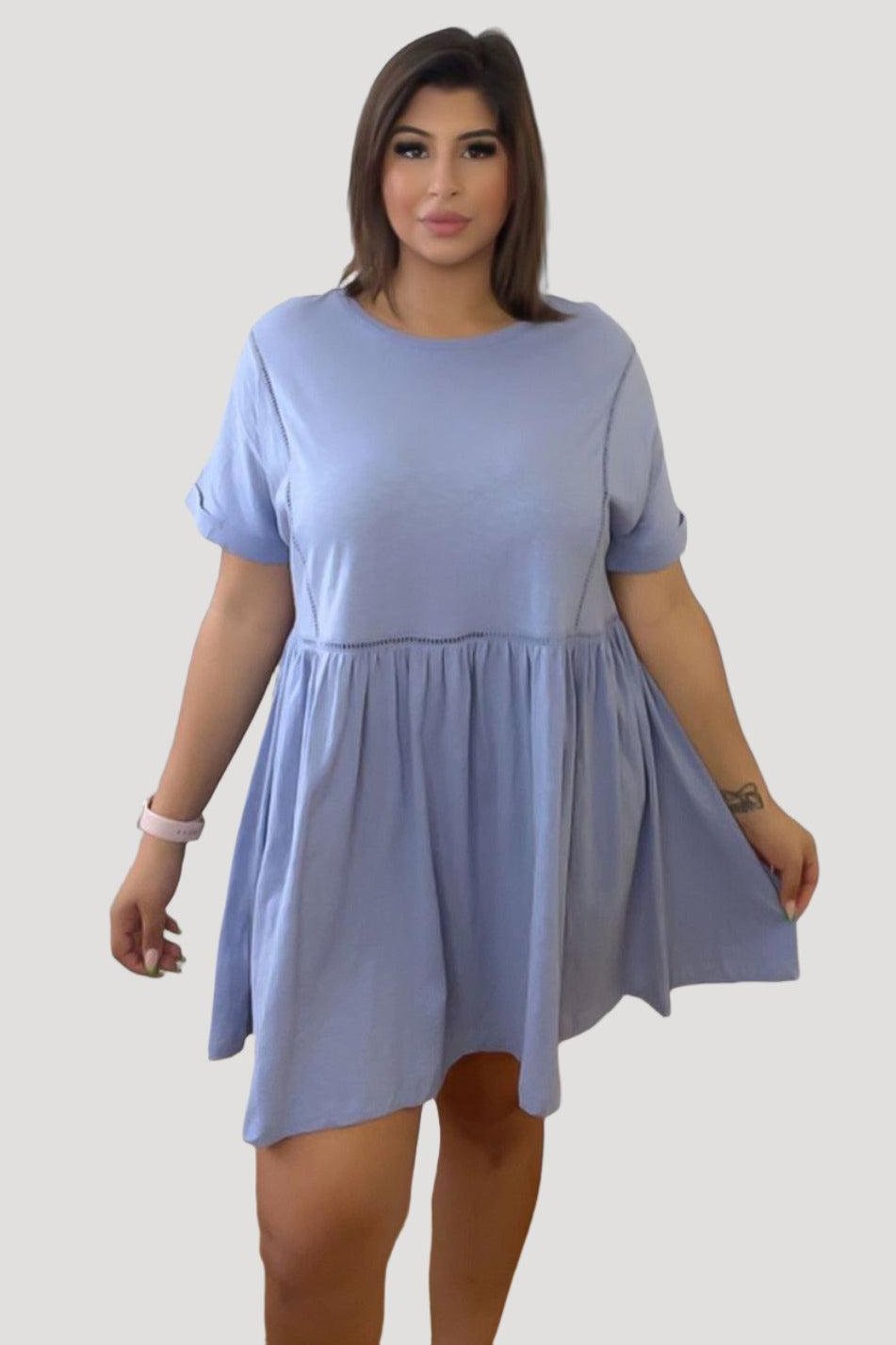 100% Cotton Elastic Waist Comfort Summer Dress-SinglePrice