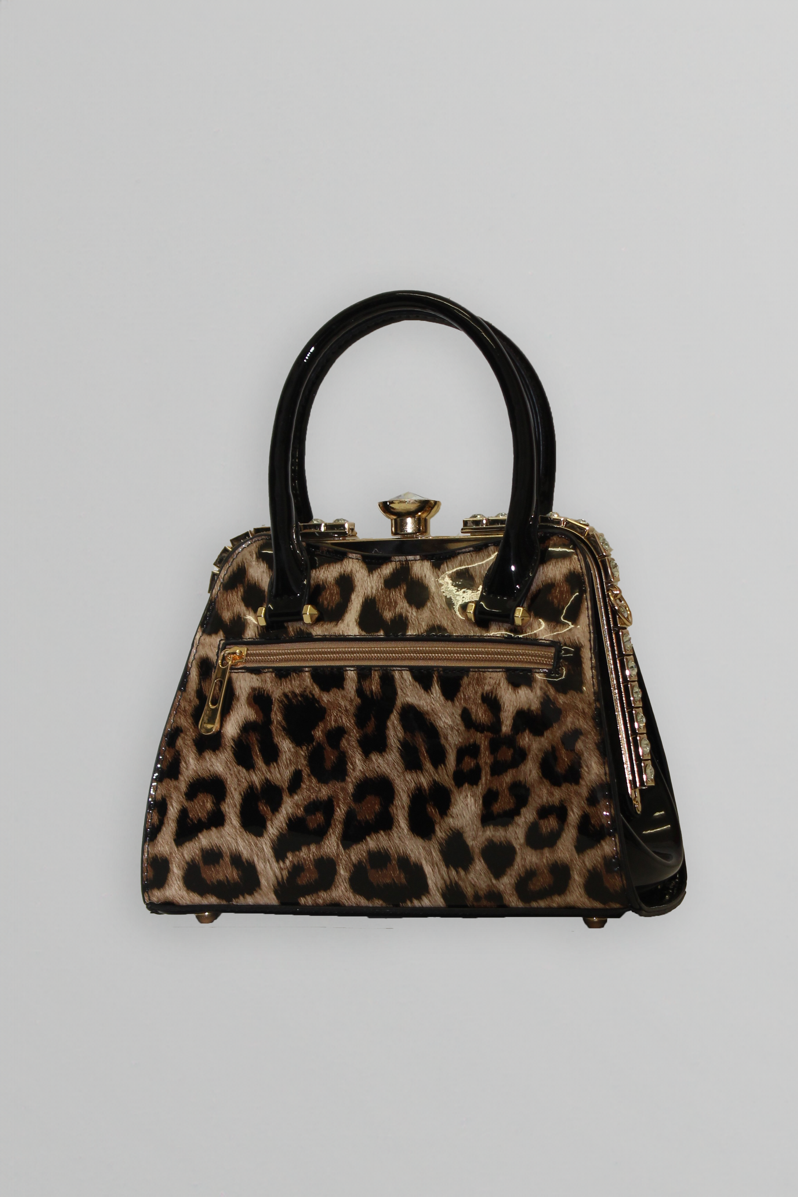 Diamond Leopard Print Patent Handbag-SinglePrice