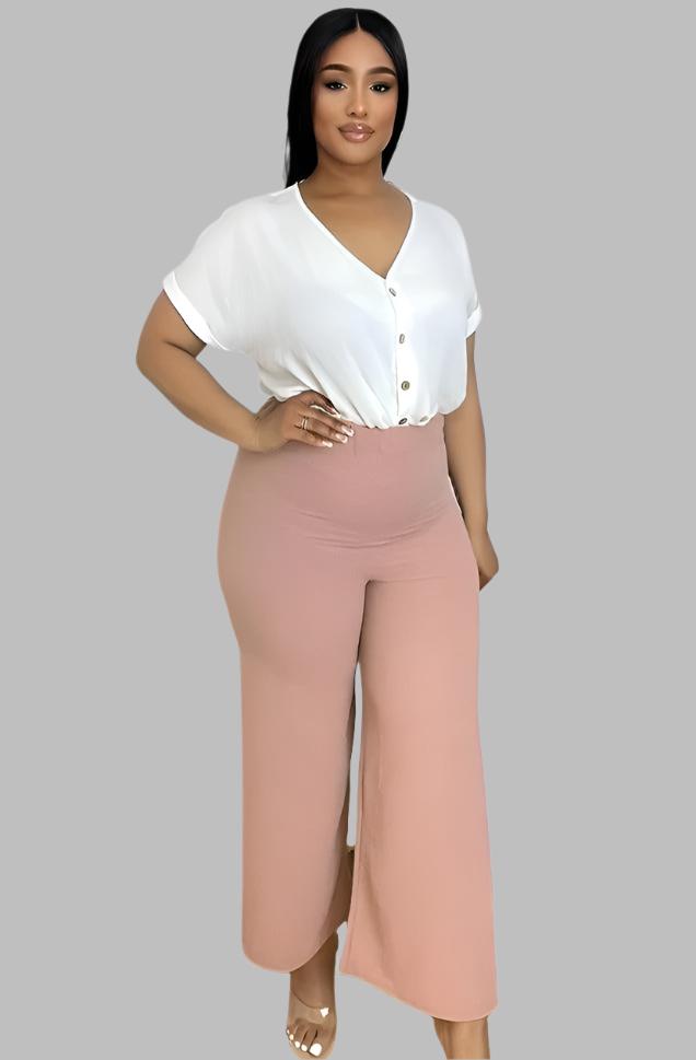 Flood Length Wide Legs Crepe Trousers-SinglePrice