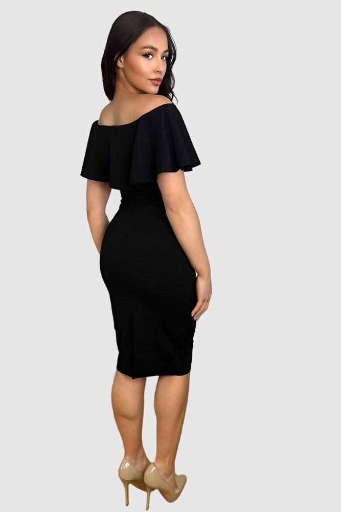 Black bardot hot sale bodycon dress