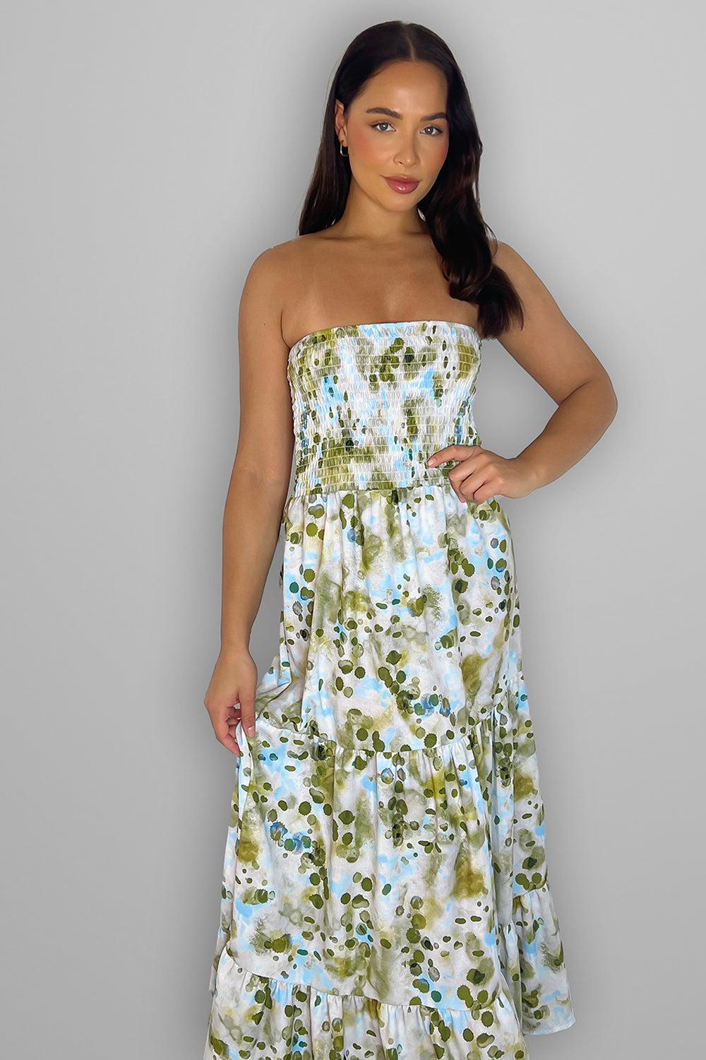 Paint Print Sheered Bust Summer Dress-SinglePrice