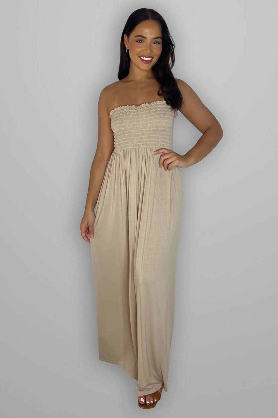 Shirred Boobtube Maxi Dress-SinglePrice