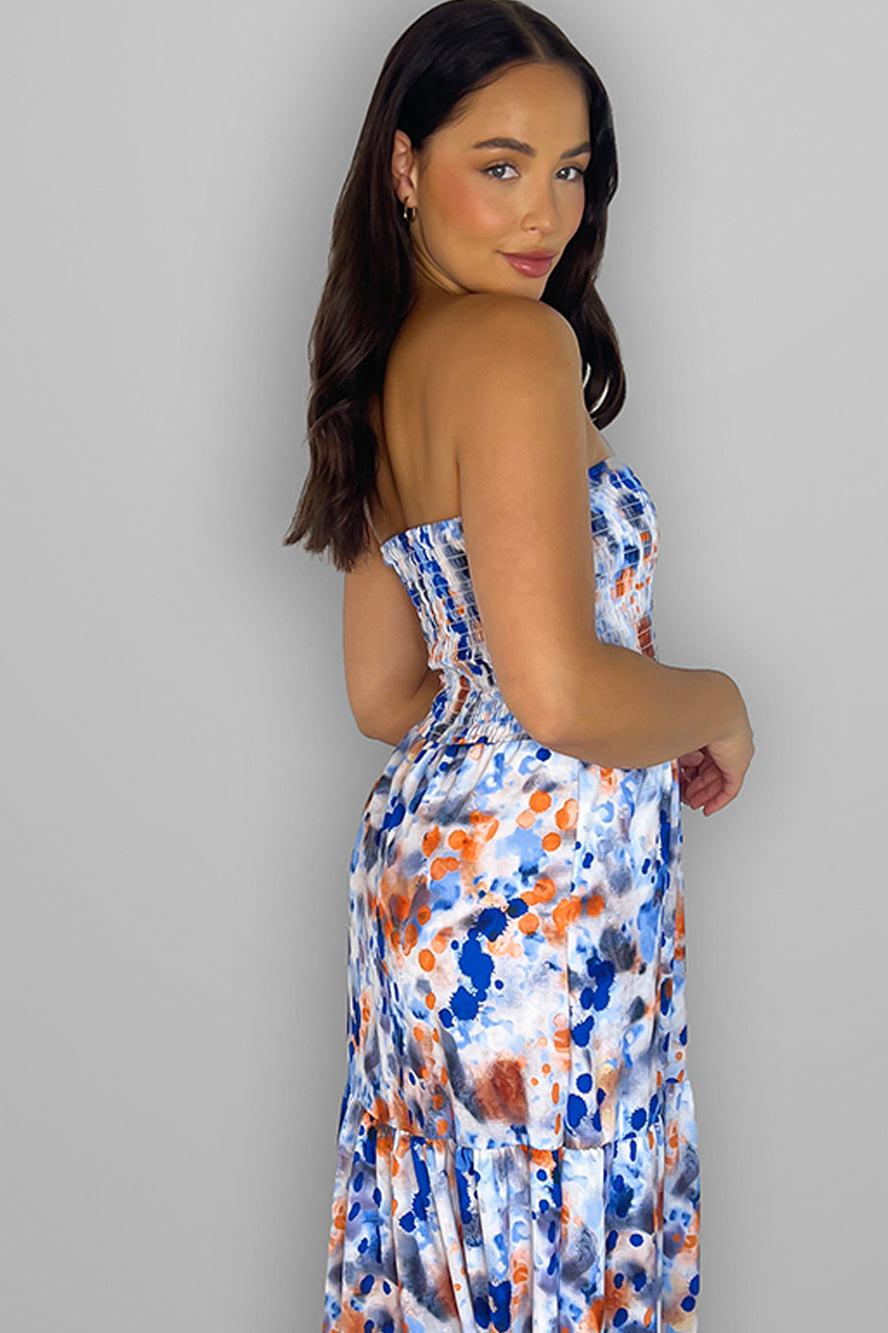 Paint Print Sheered Bust Summer Dress-SinglePrice