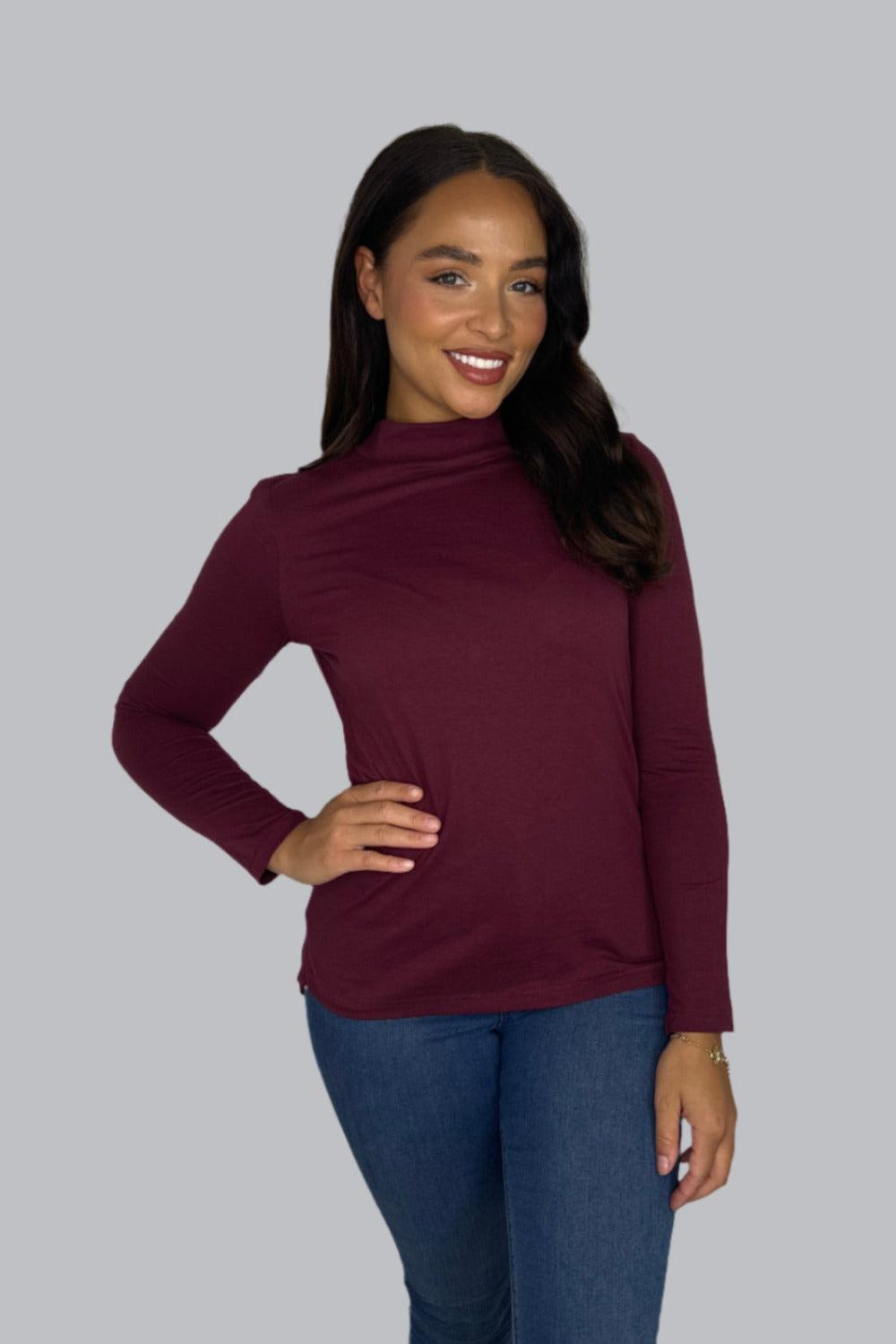 Basic Long Sleeve Cotton Turtleneck Top-SinglePrice