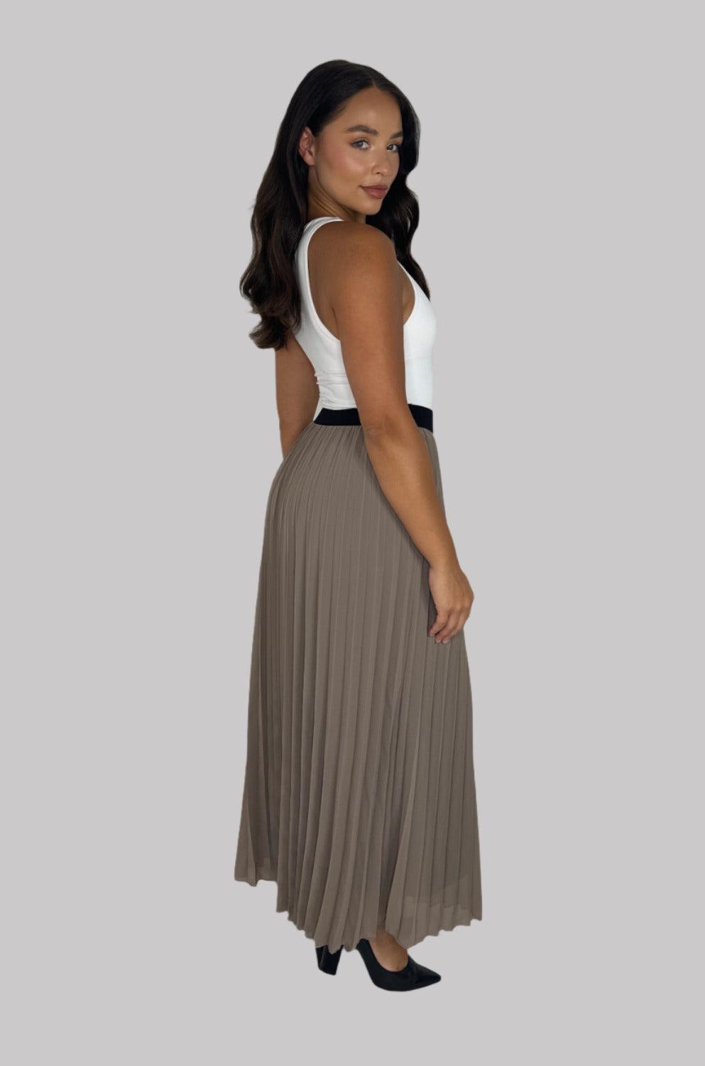 Casual Elasticated High Waist Pleated Chiffon Maxi Skirt-SinglePrice