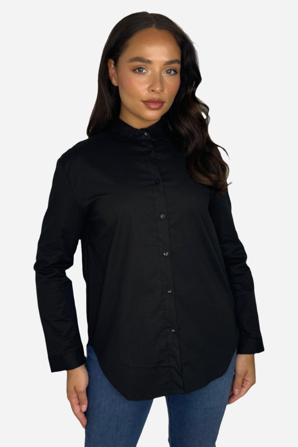 Classic Black Lomg Sleeve Cotton Shirt-SinglePrice