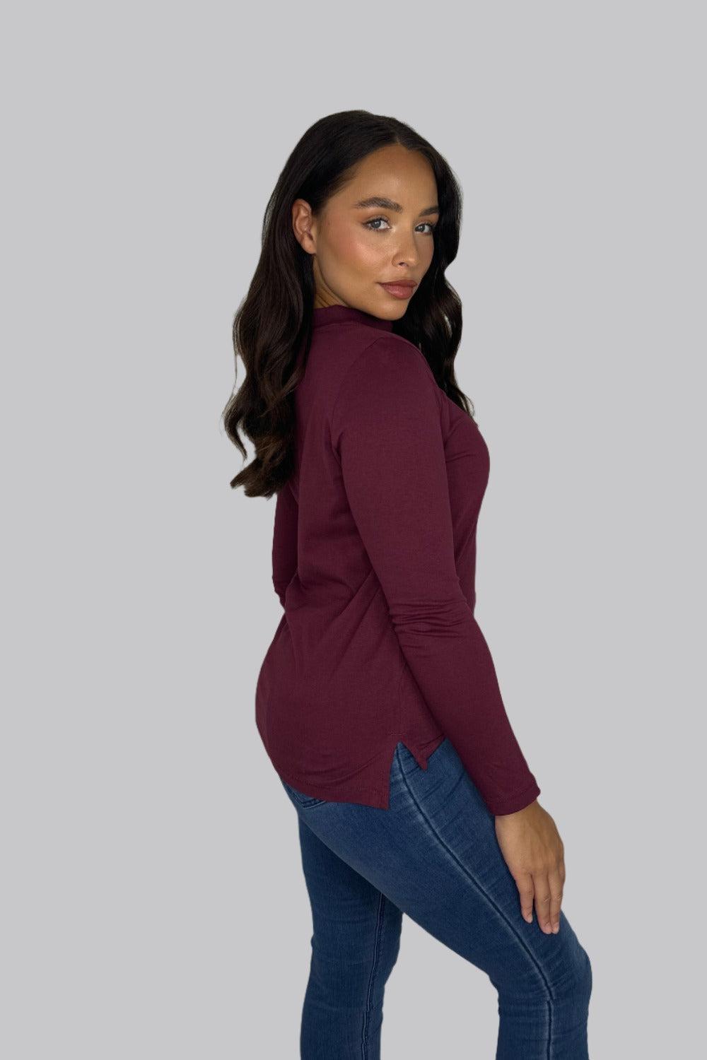 Basic Long Sleeve Cotton Turtleneck Top-SinglePrice