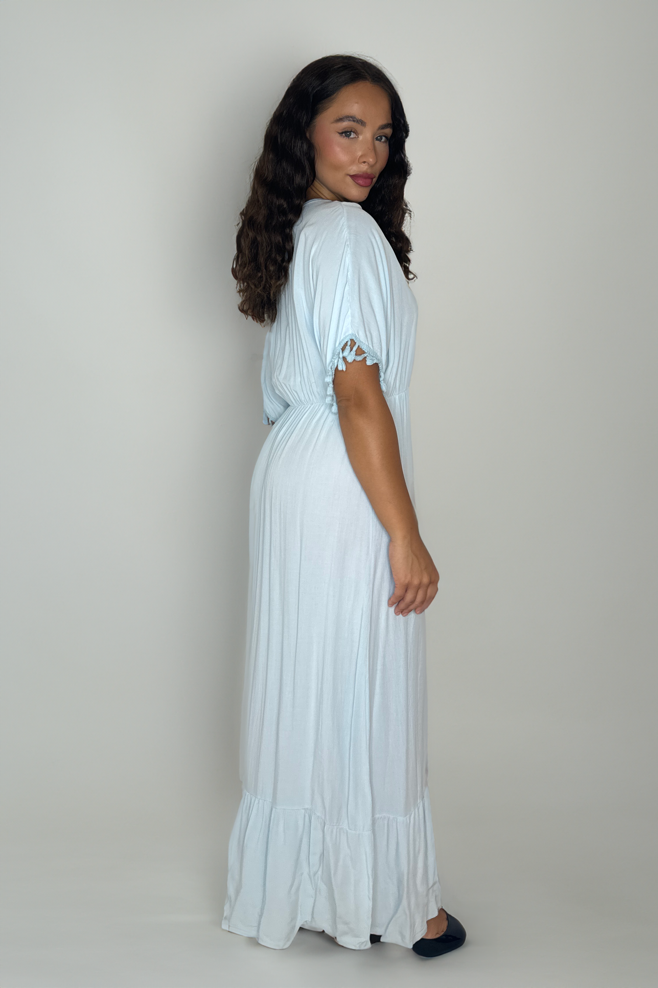 Elegant Tassel Hem Viscose Maxi Bohemian Dress-SinglePrice