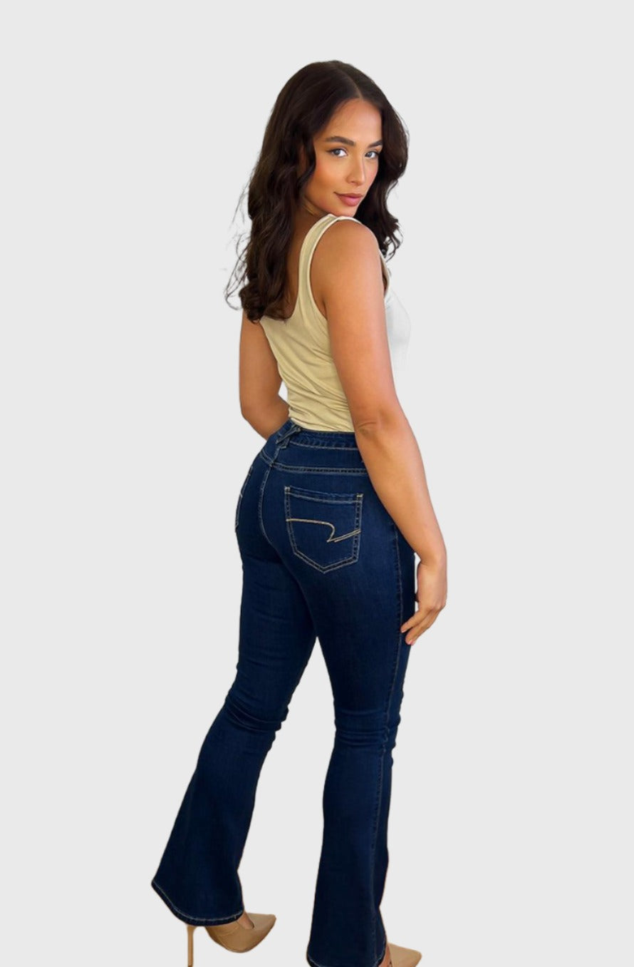 Navy Flared Leg Jeans-SinglePrice