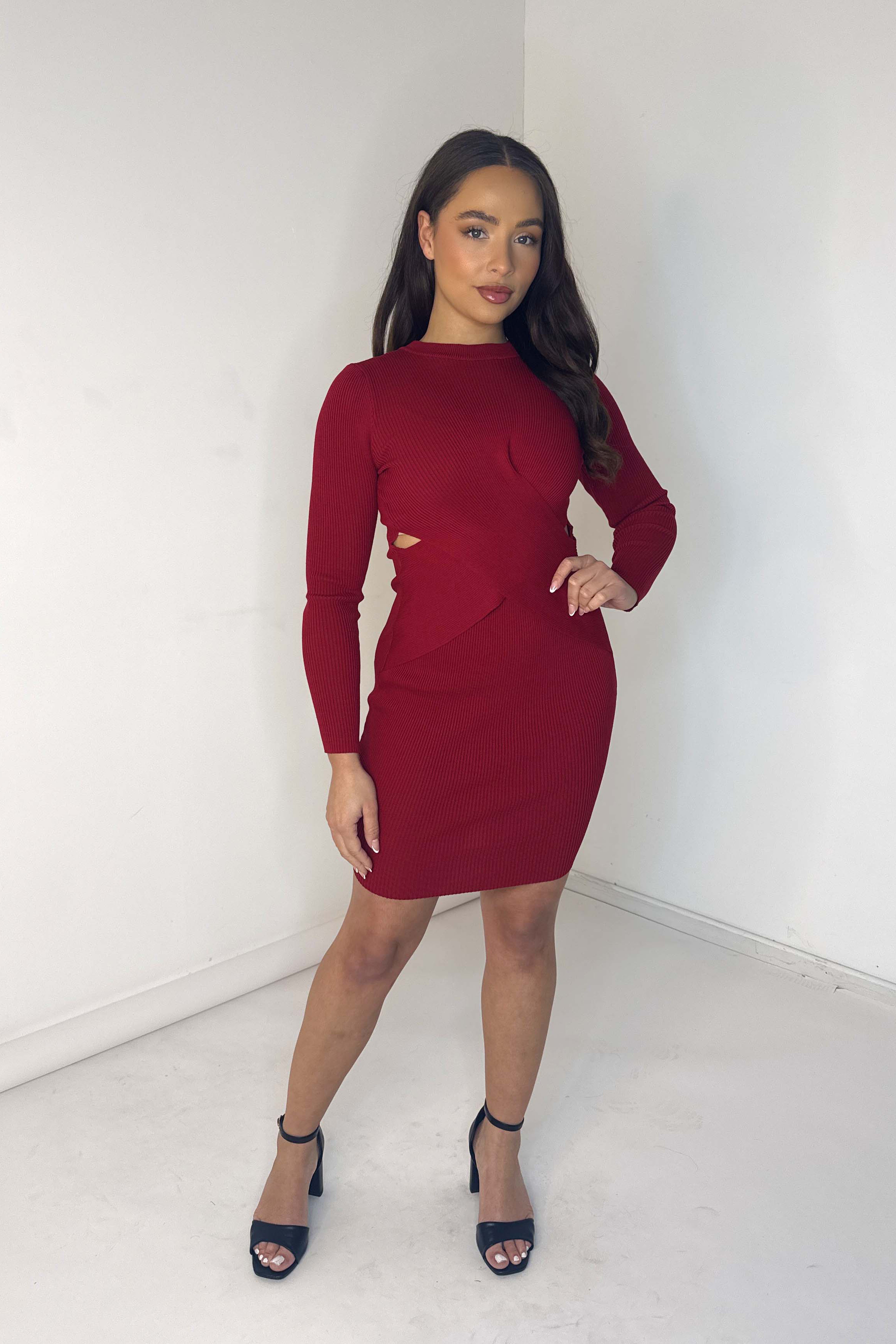 Viscose Ribbed Knitted Bodycon Dress