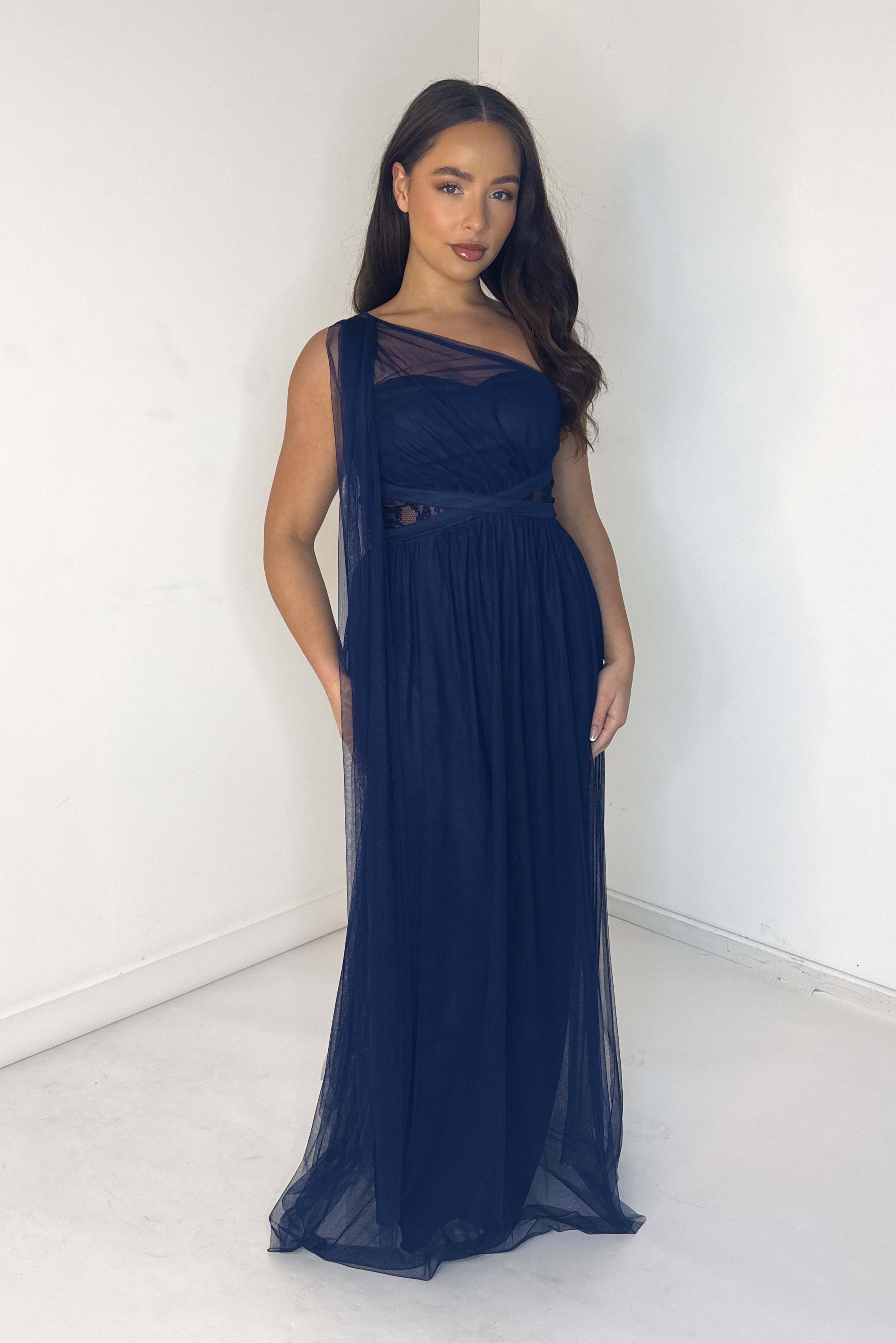 One Shoulder Extra Long Bridesmaid Dress