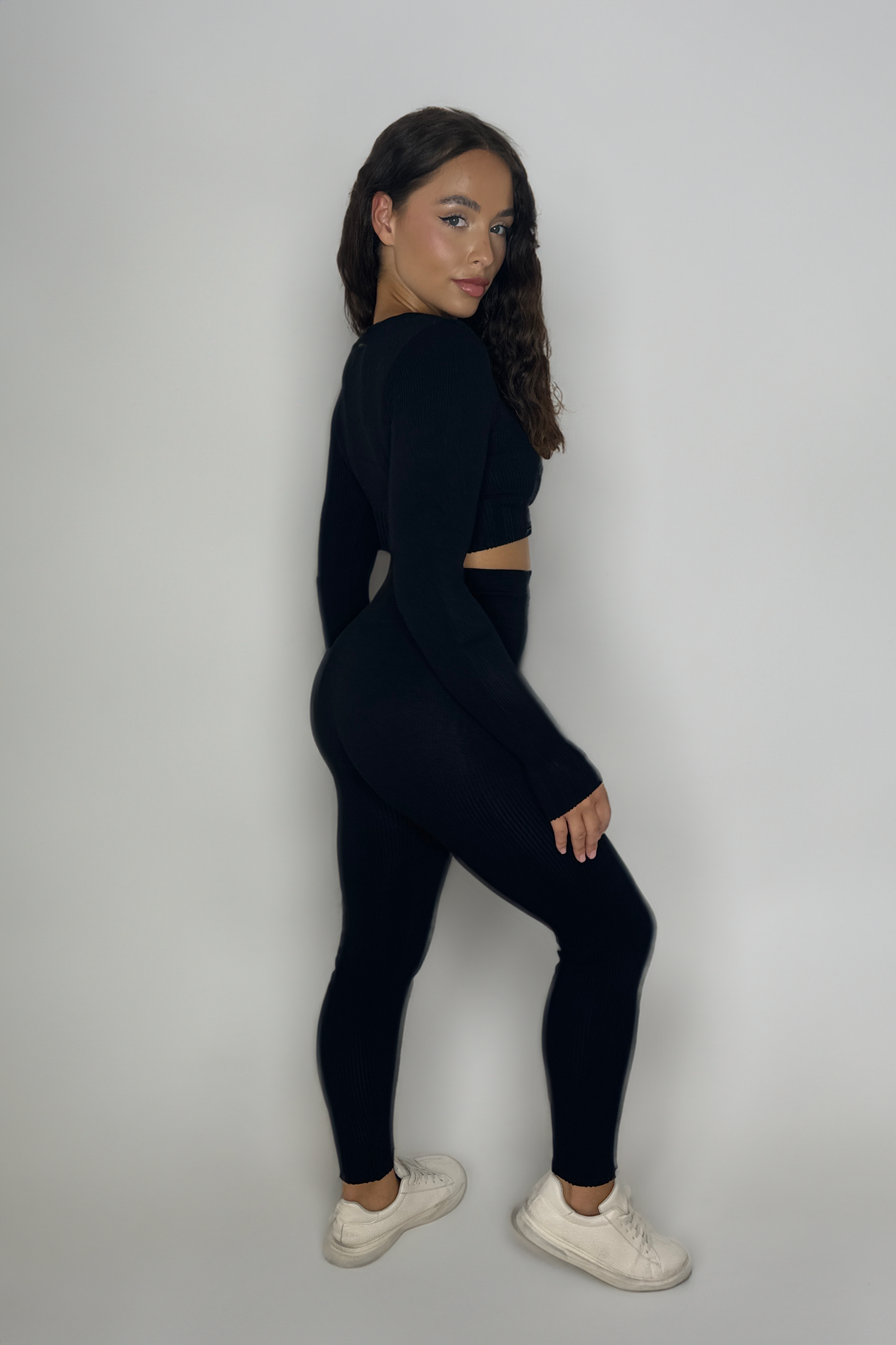 Thumb Hole Long Sleeve Top And Leggings Activewear Set-SinglePrice