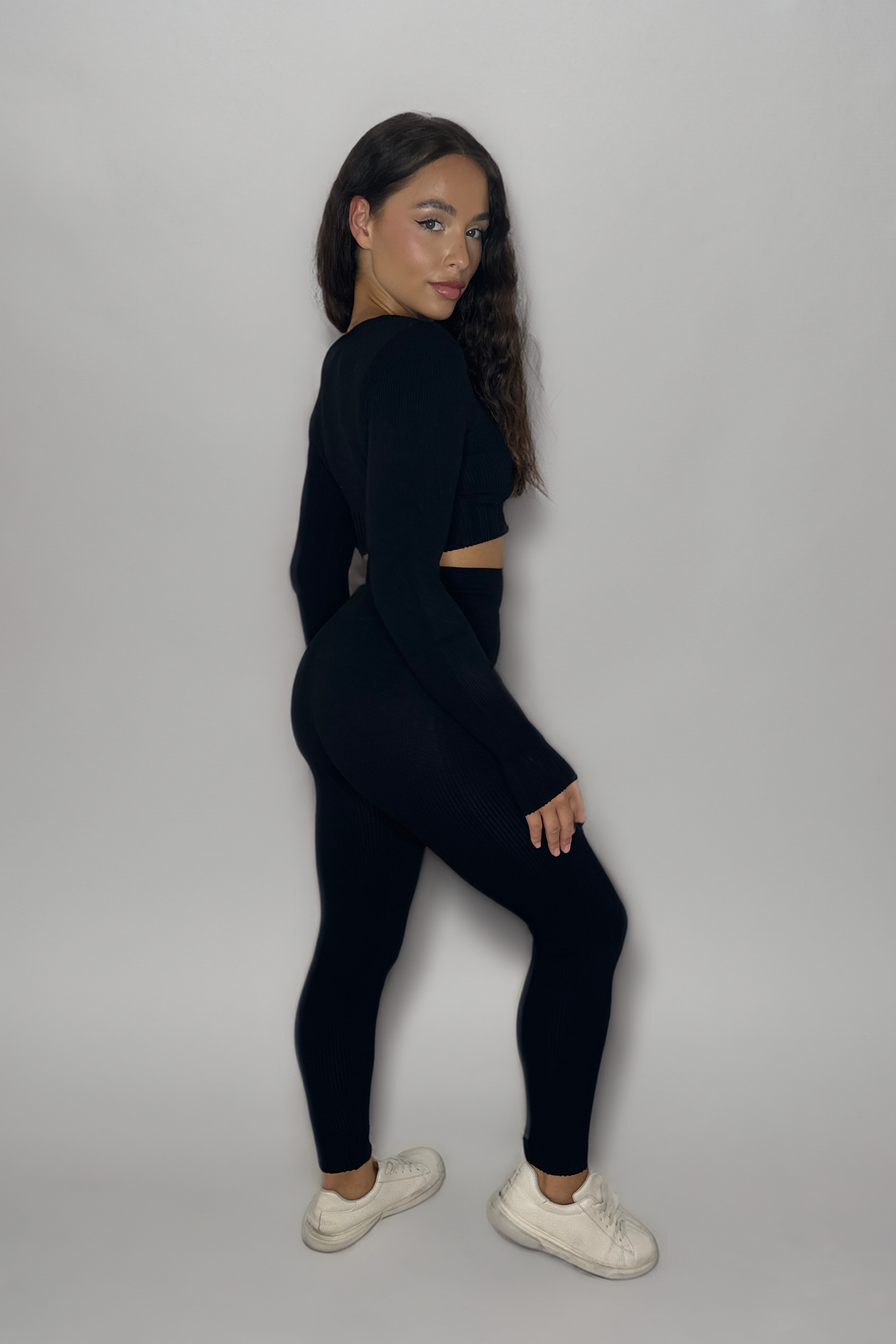 Thumb Hole Long Sleeve Top And Leggings Activewear Set-SinglePrice