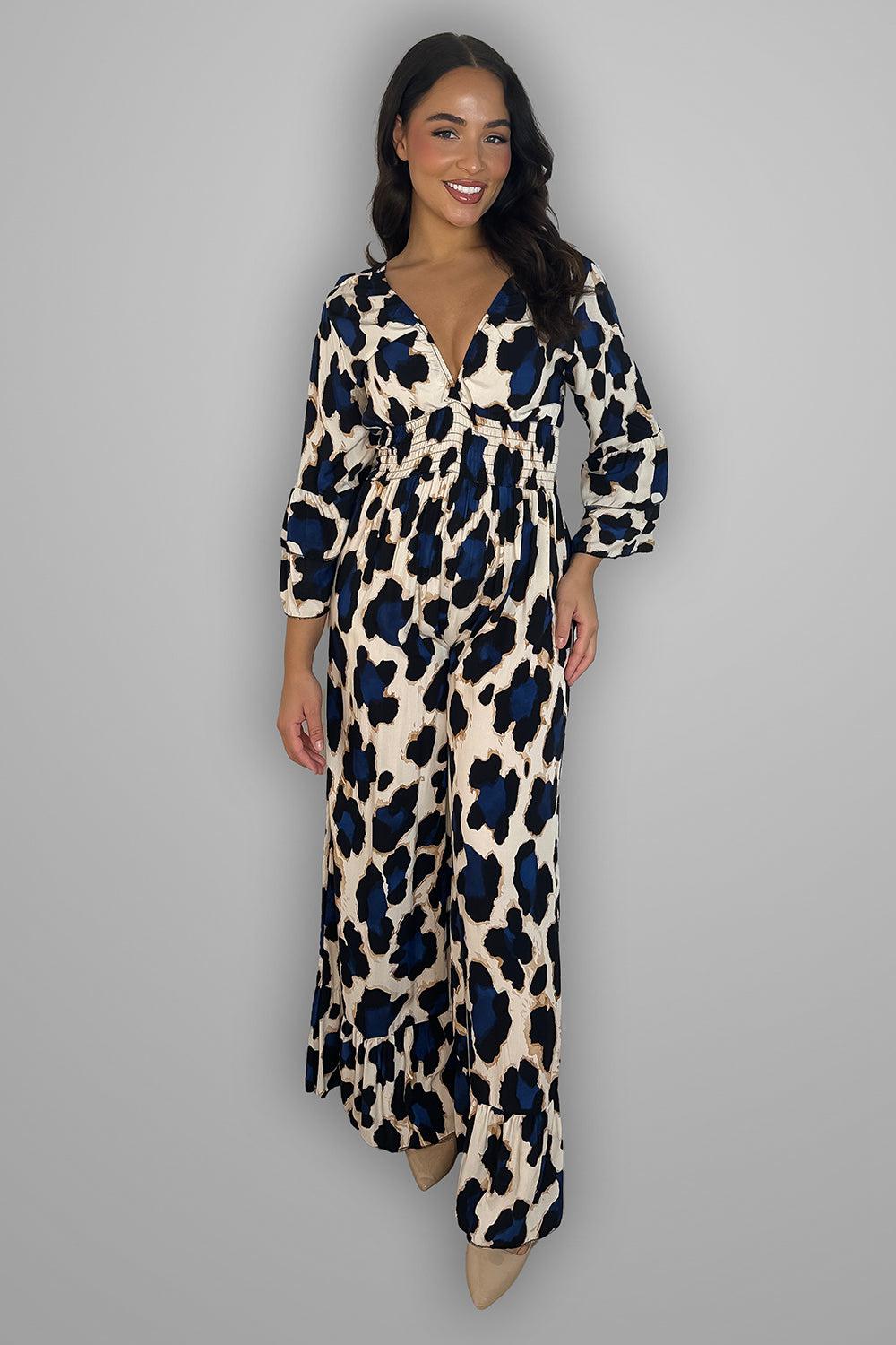 Multicolur Leopard Print Slinky Jumpsuit-SinglePrice