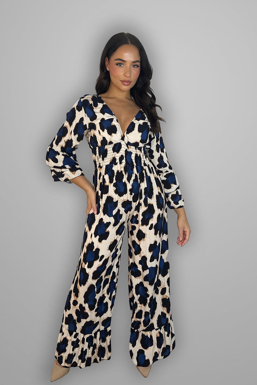 Multicolur Leopard Print Slinky Jumpsuit-SinglePrice