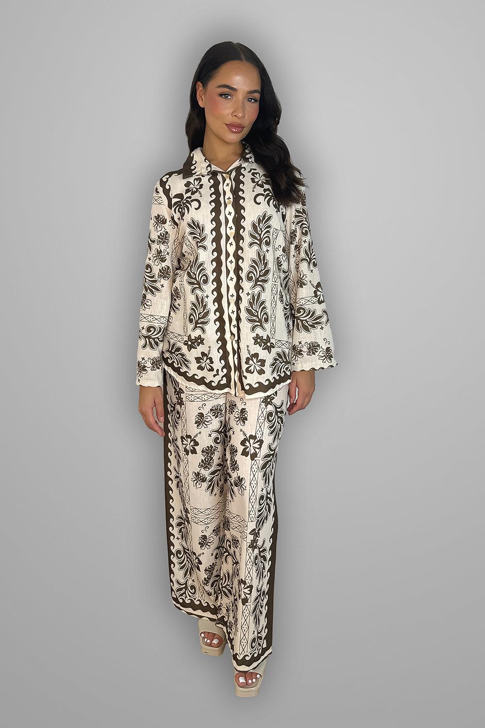 Paisley Print Shirt & Trousers Set-SinglePrice