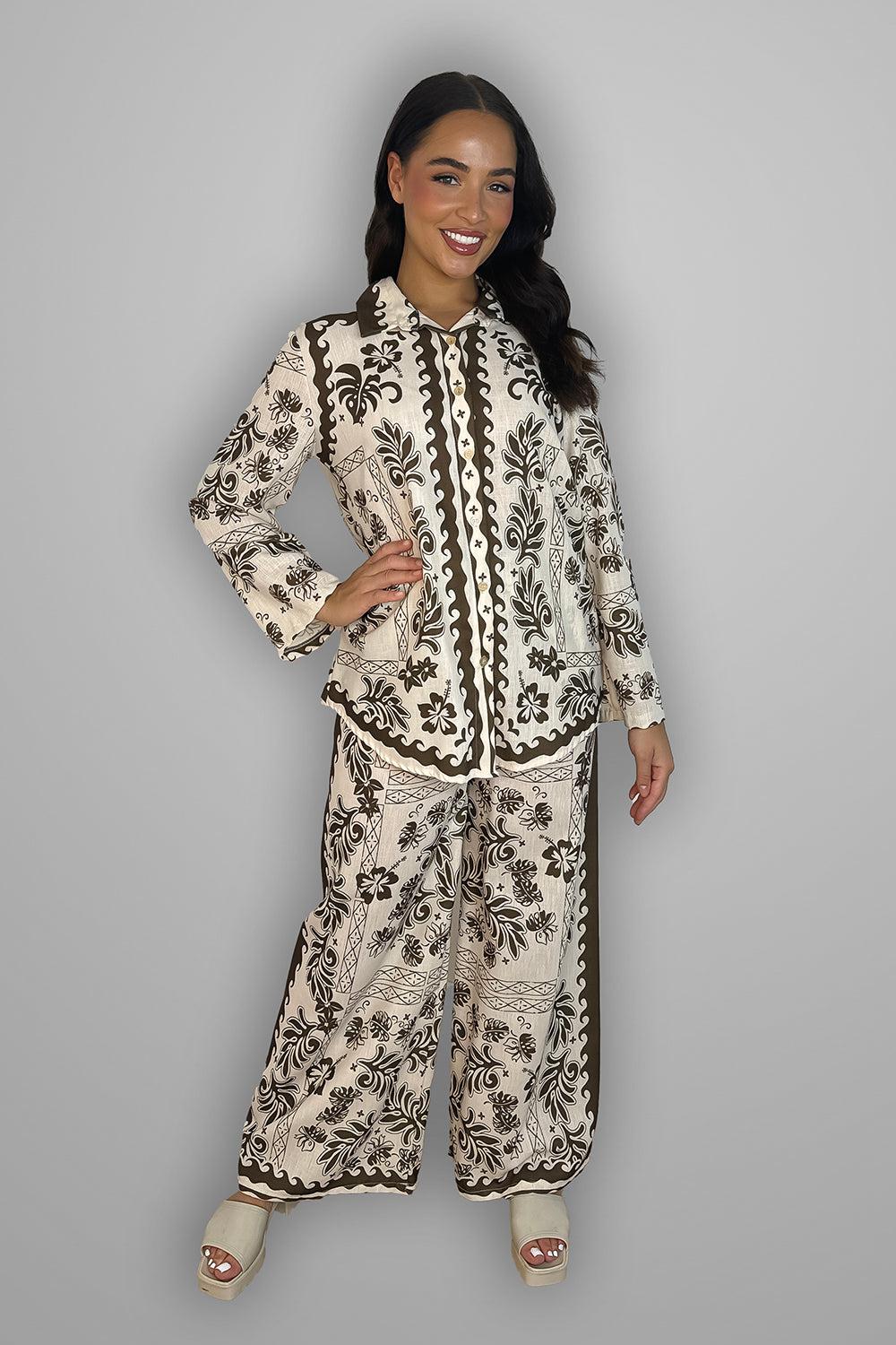 Paisley Print Shirt & Trousers Set-SinglePrice