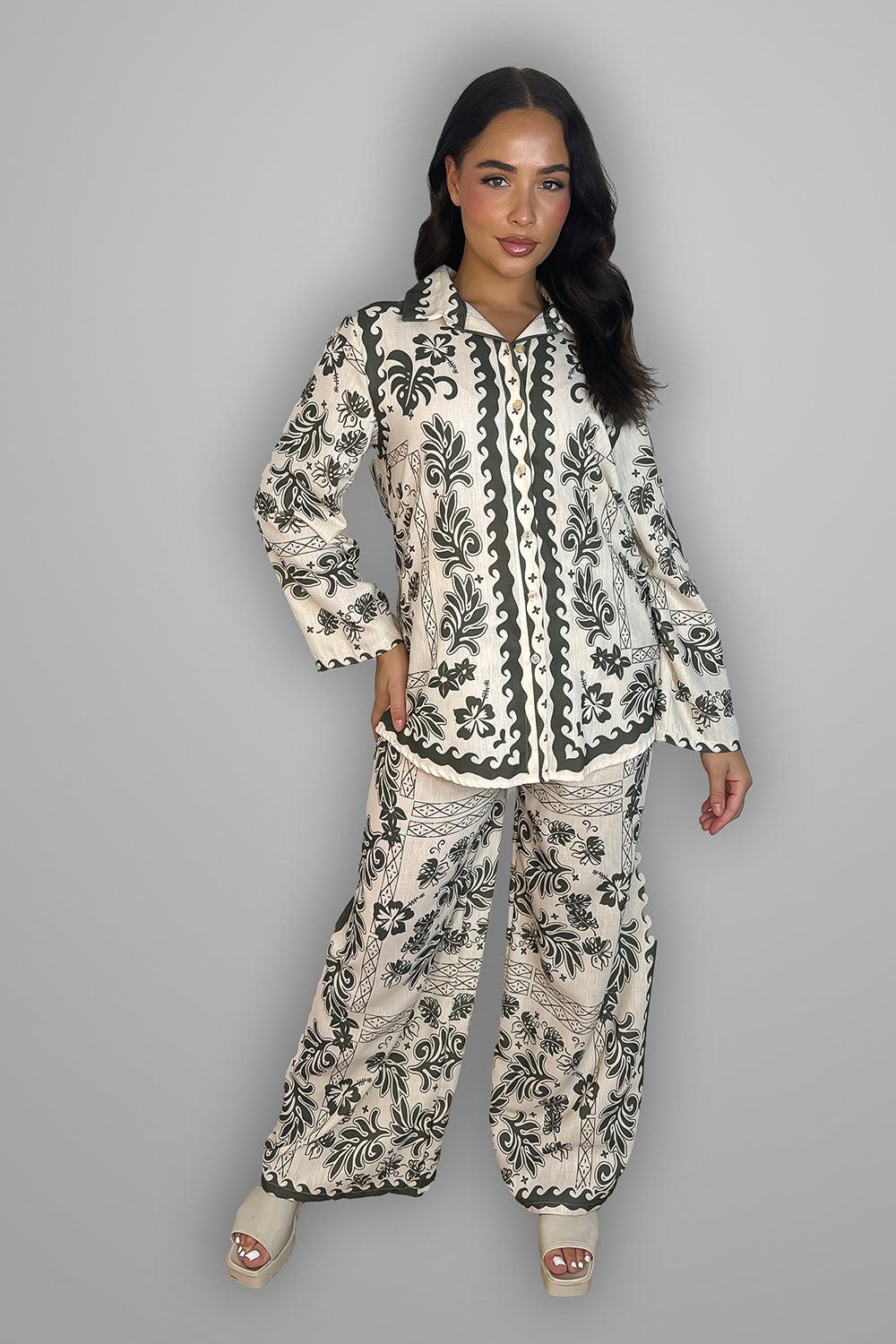 Paisley Print Shirt & Trousers Set-SinglePrice