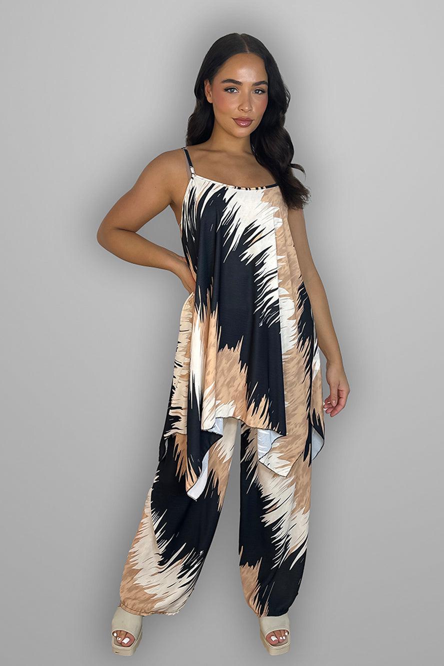 Slinky Abstract Print Tunic And Trousers Set-SinglePrice