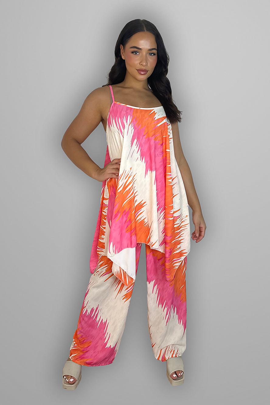 Slinky Abstract Print Tunic And Trousers Set-SinglePrice