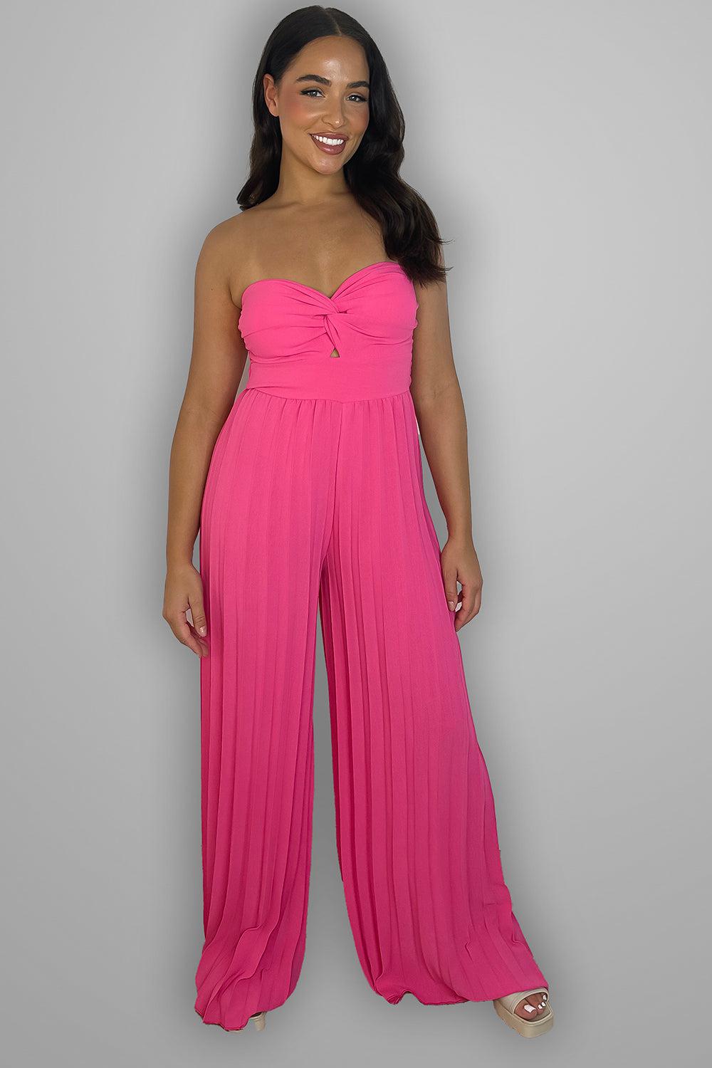 Pleated Legs Bandeau Jumpsuit-SinglePrice