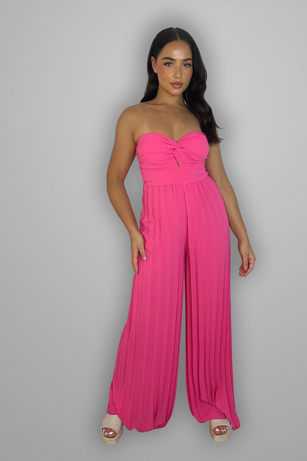 Pleated Legs Bandeau Jumpsuit-SinglePrice