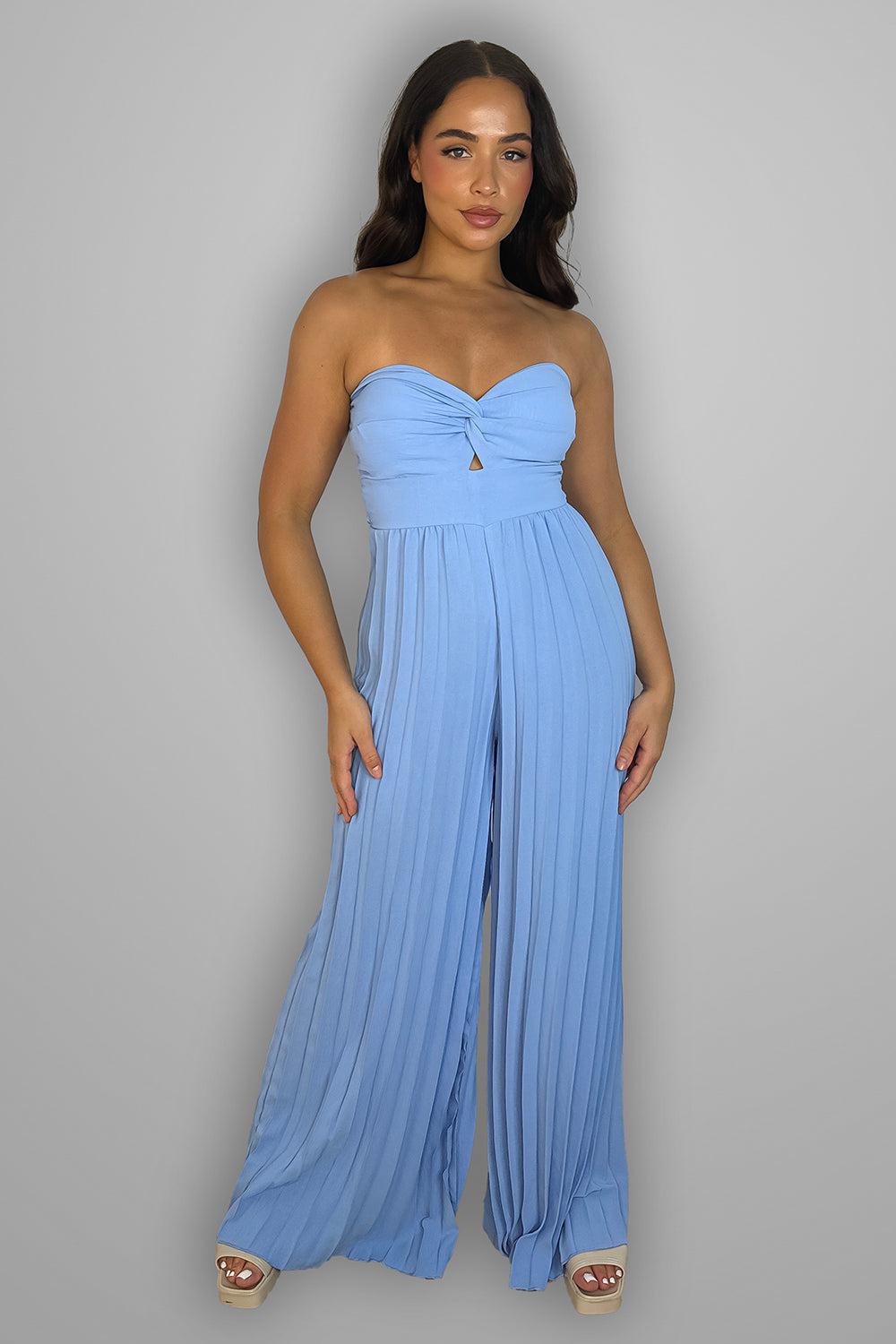 Pleated Legs Bandeau Jumpsuit-SinglePrice