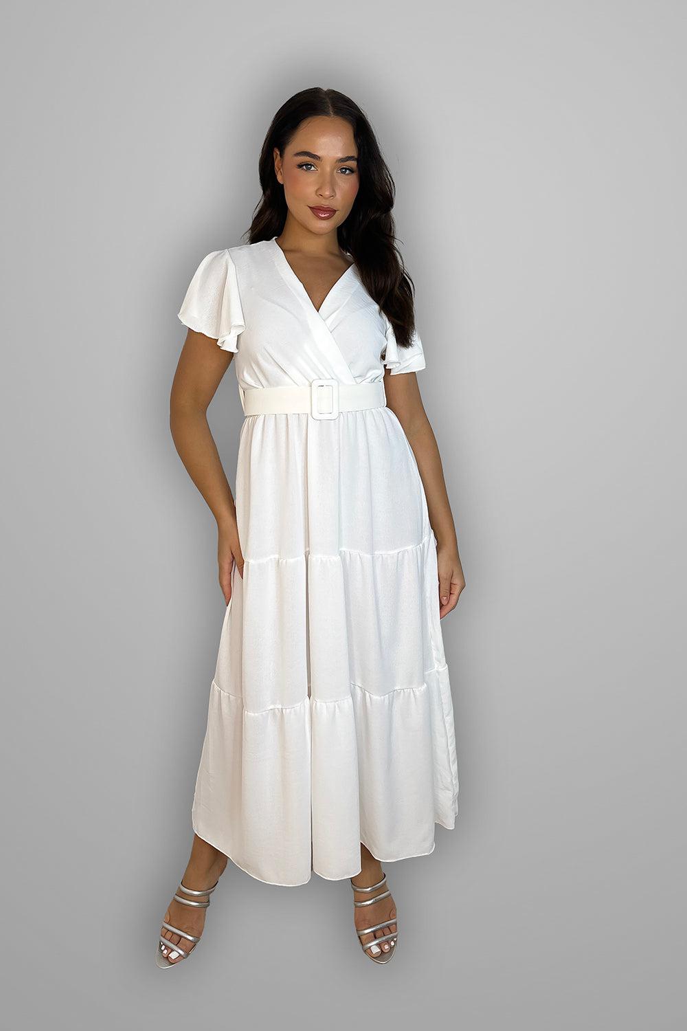 Belted V-Neck Maxi Dress-SinglePrice