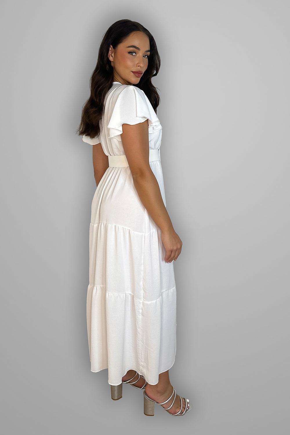 Belted V-Neck Maxi Dress-SinglePrice