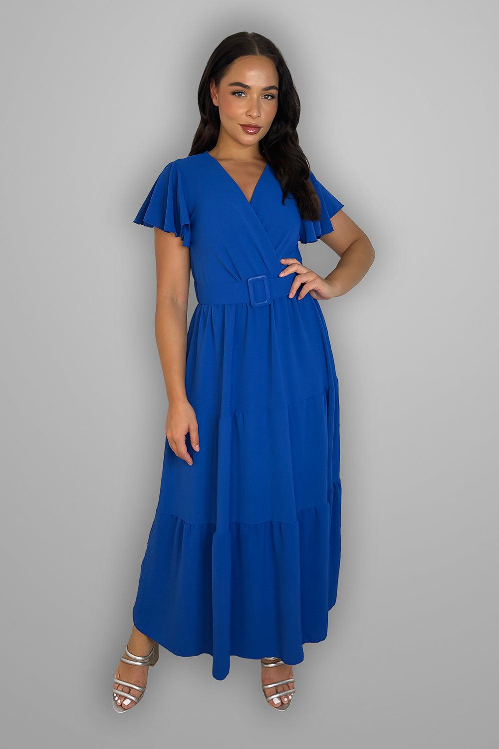 Belted V-Neck Maxi Dress-SinglePrice