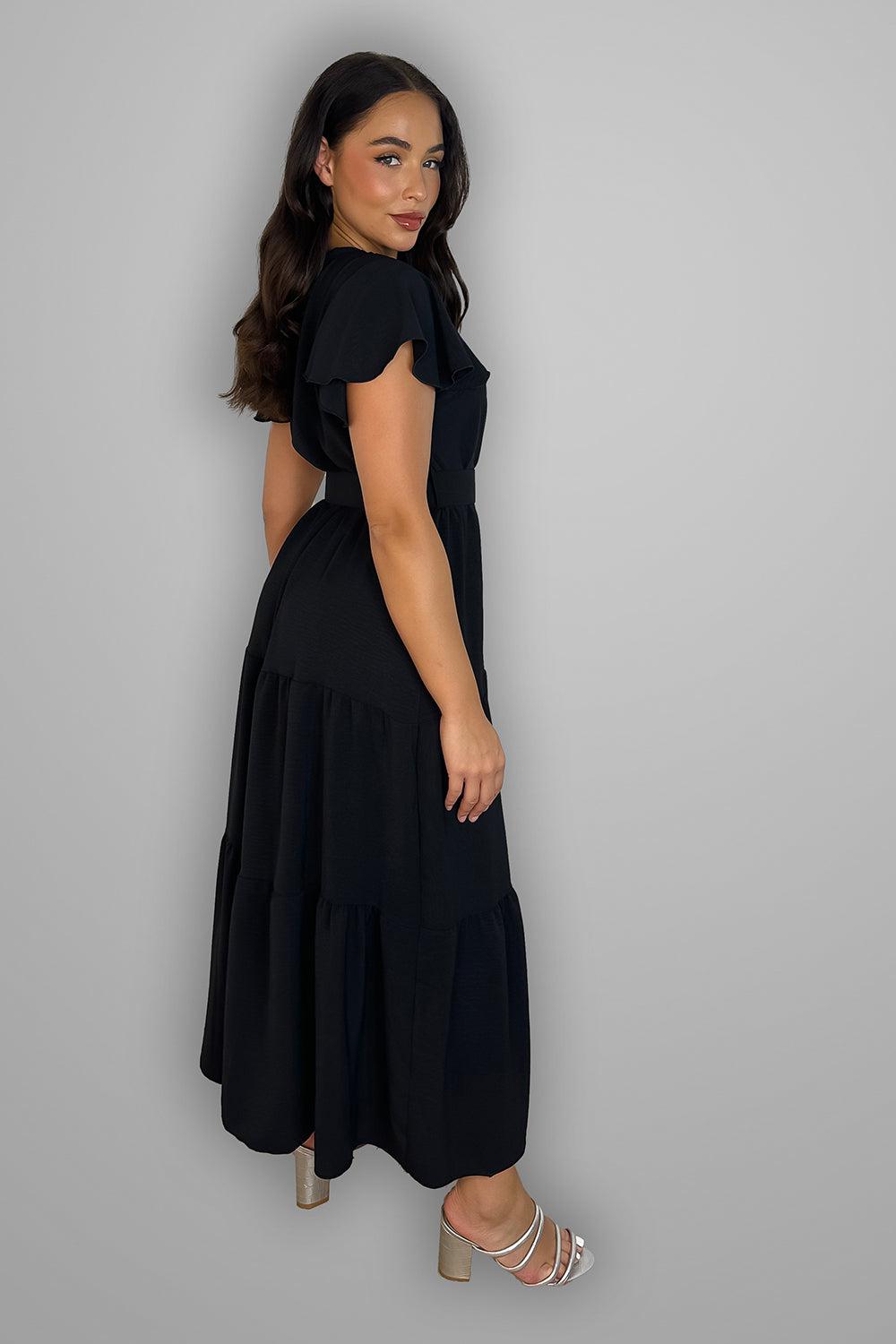 Belted V-Neck Maxi Dress-SinglePrice