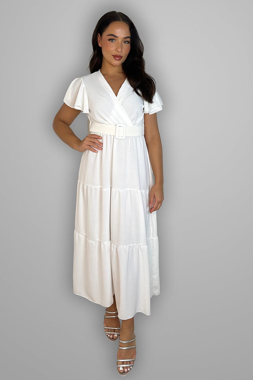 Belted V-Neck Maxi Dress-SinglePrice