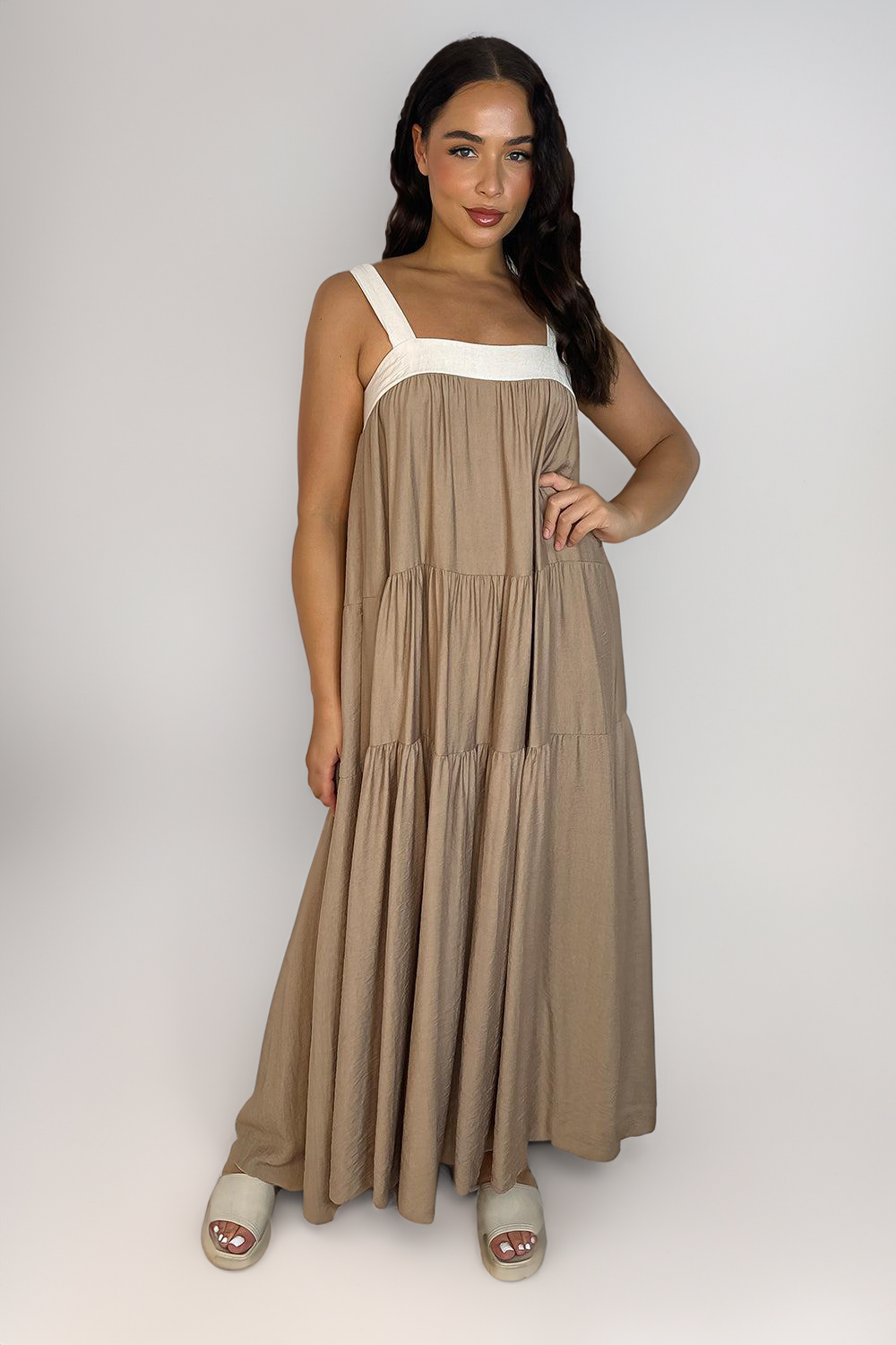 Tiered Cut Out Tie Back Long Sundress