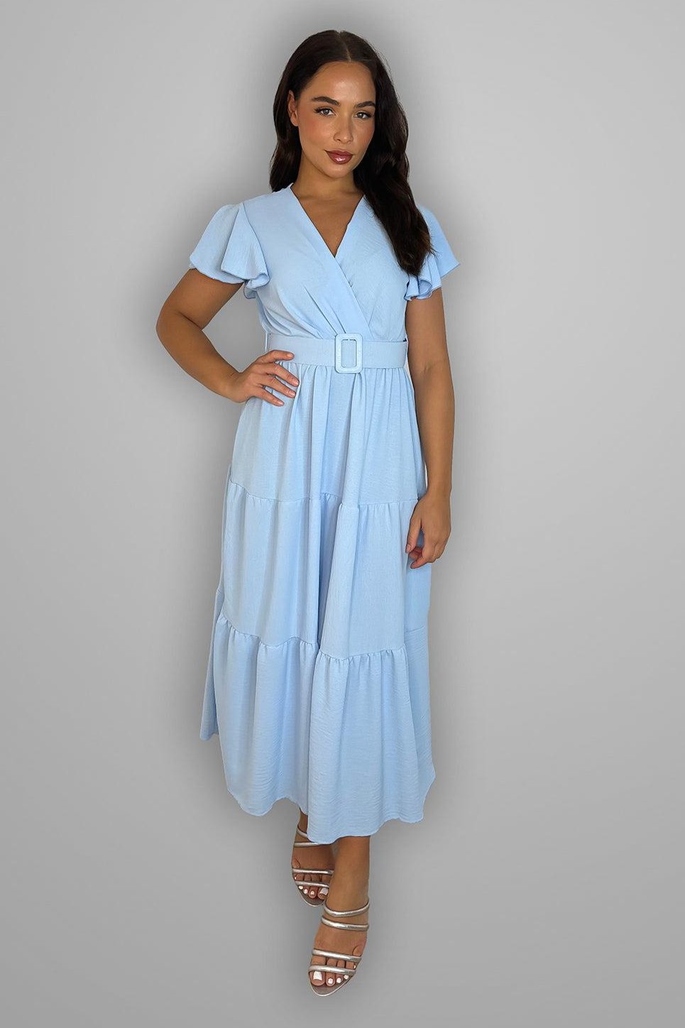 Belted V-Neck Maxi Dress-SinglePrice